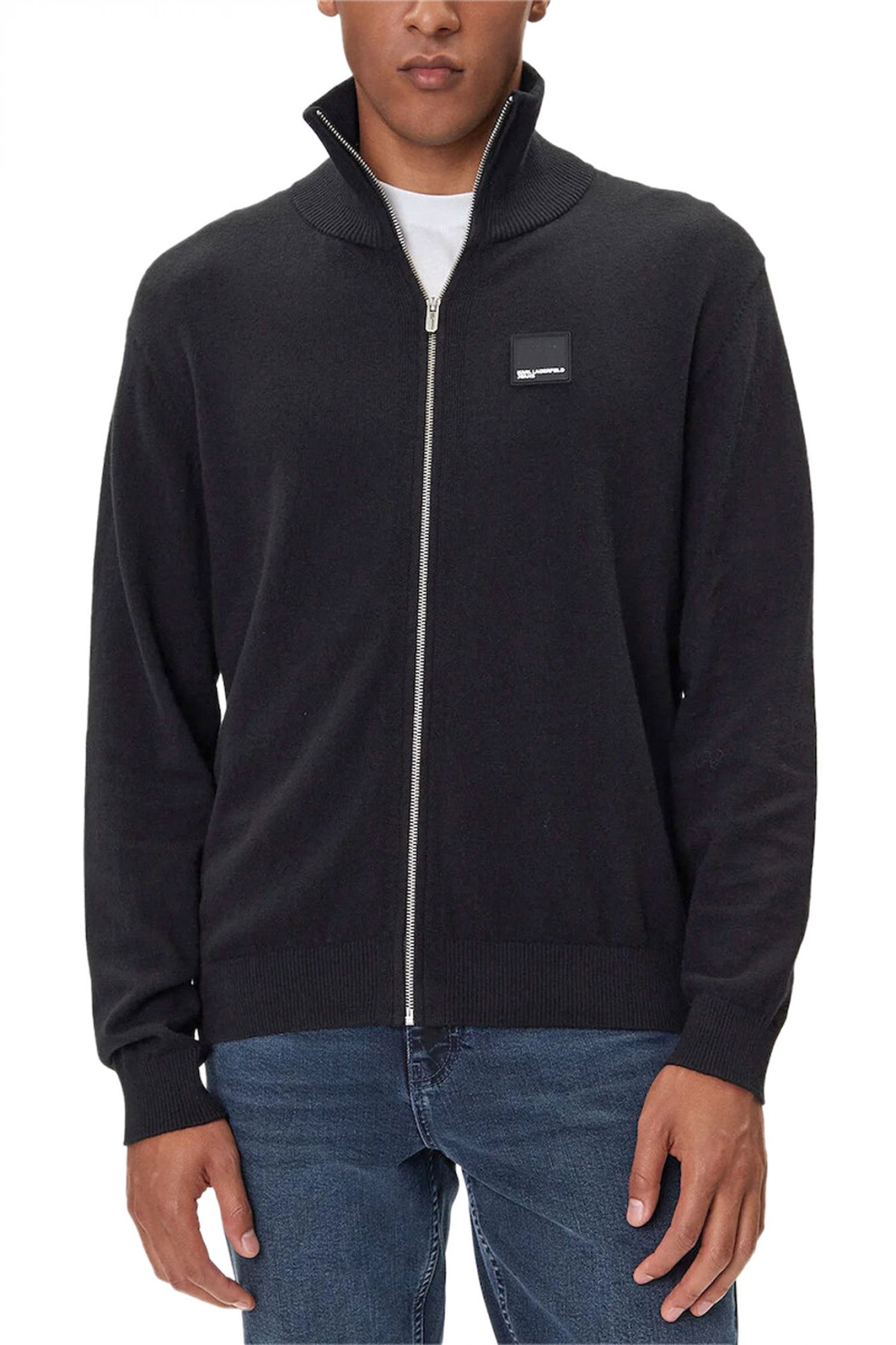 KARL LAGERFELD JEANS ΠΛΕΚΤΟ FULLZIP LOGO ΜΑΥΡΟ