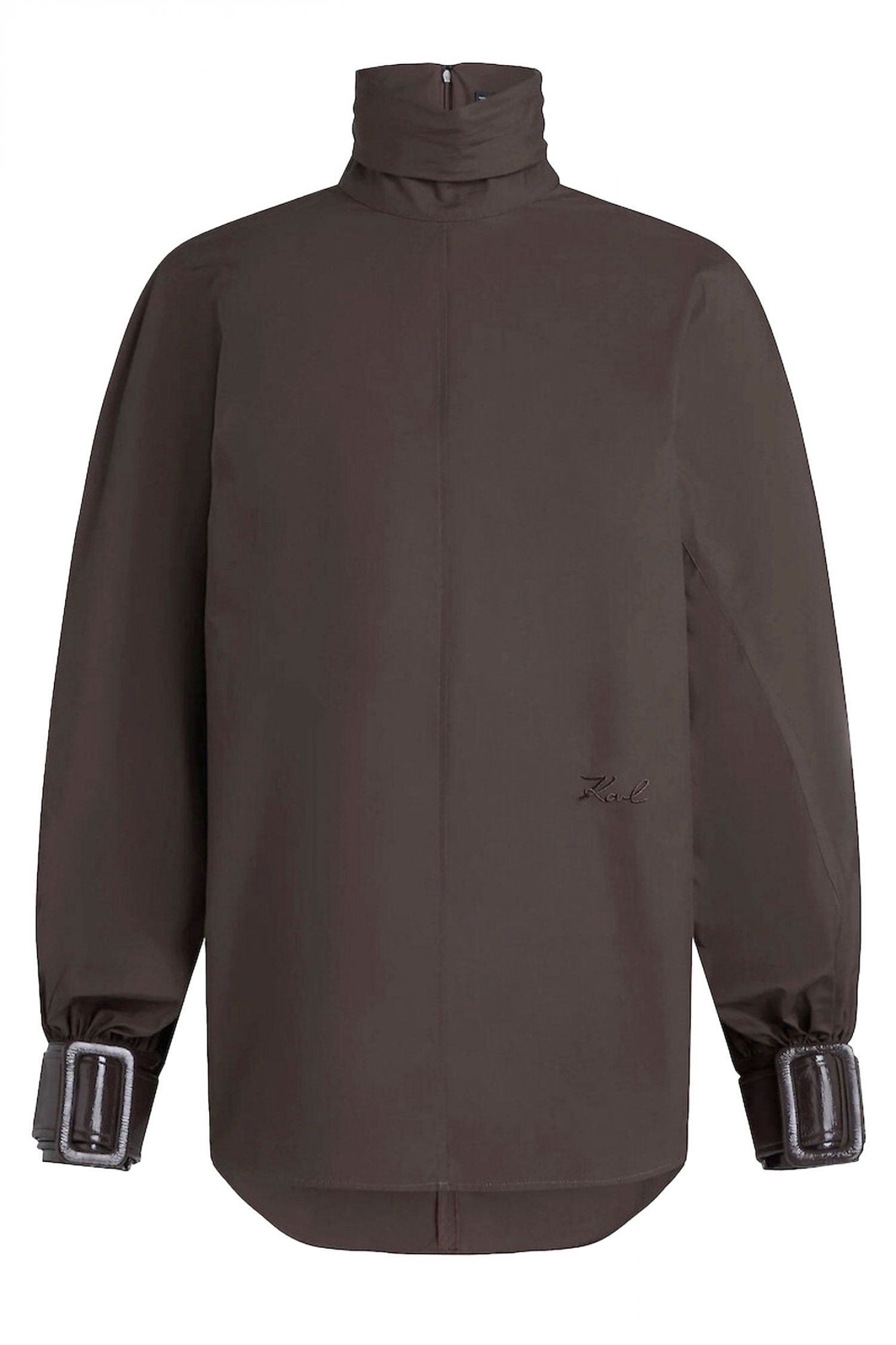 KARL LAGERFELD ΜΠΛΟΥΖΑ PATENT LEATHER DETAIL ΛΟΥΠΕΤΟ ΦΕΡΜΟΥΑΡ ΠΙΣΩ ΚΑΦΕ