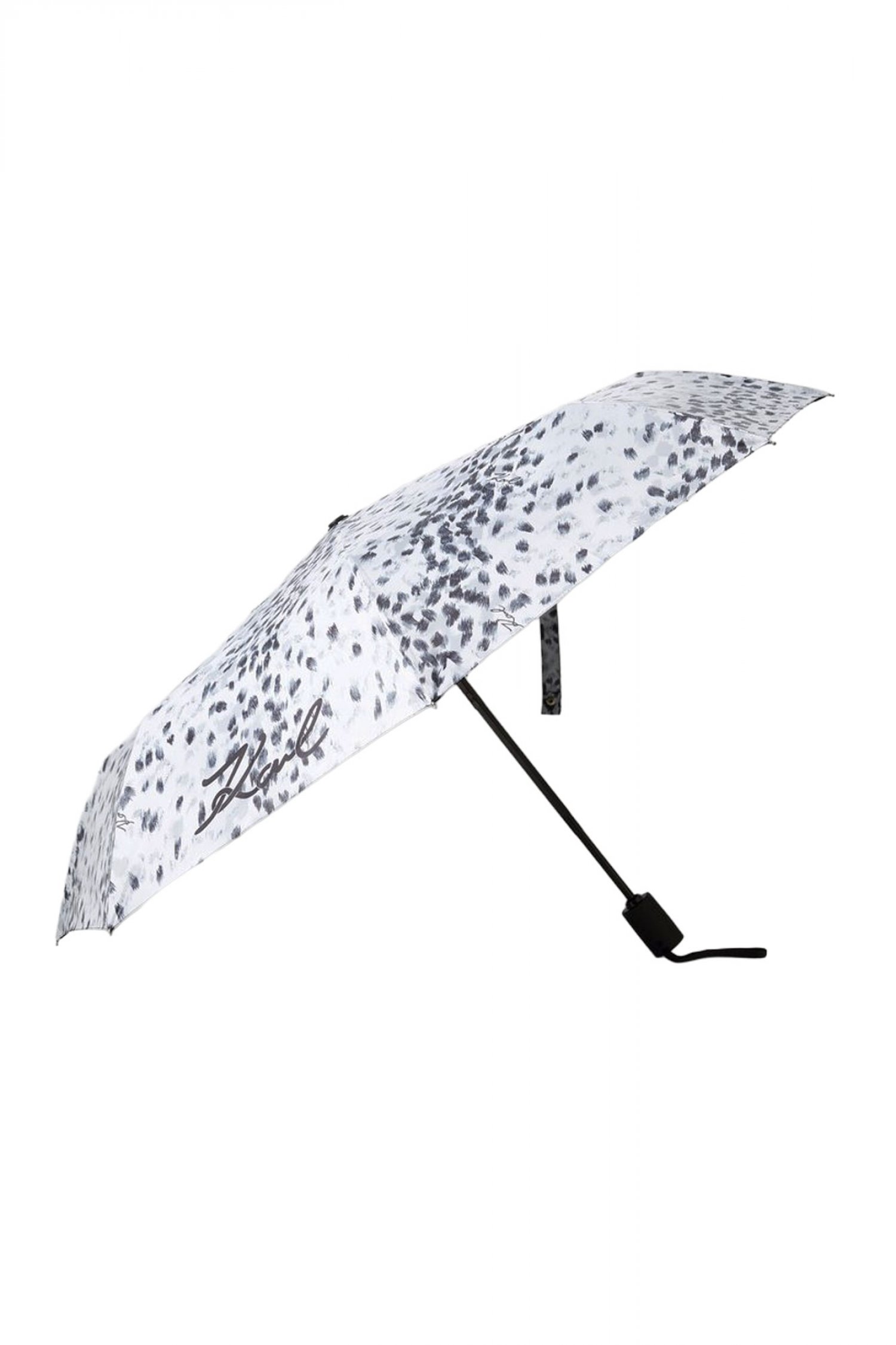 KARL LAGERFELD ΟΜΠΡΕΛΑ K/SIGNATURE LEOPARD SM ΛΕΥΚΟ-ΜΑΥΡΟ