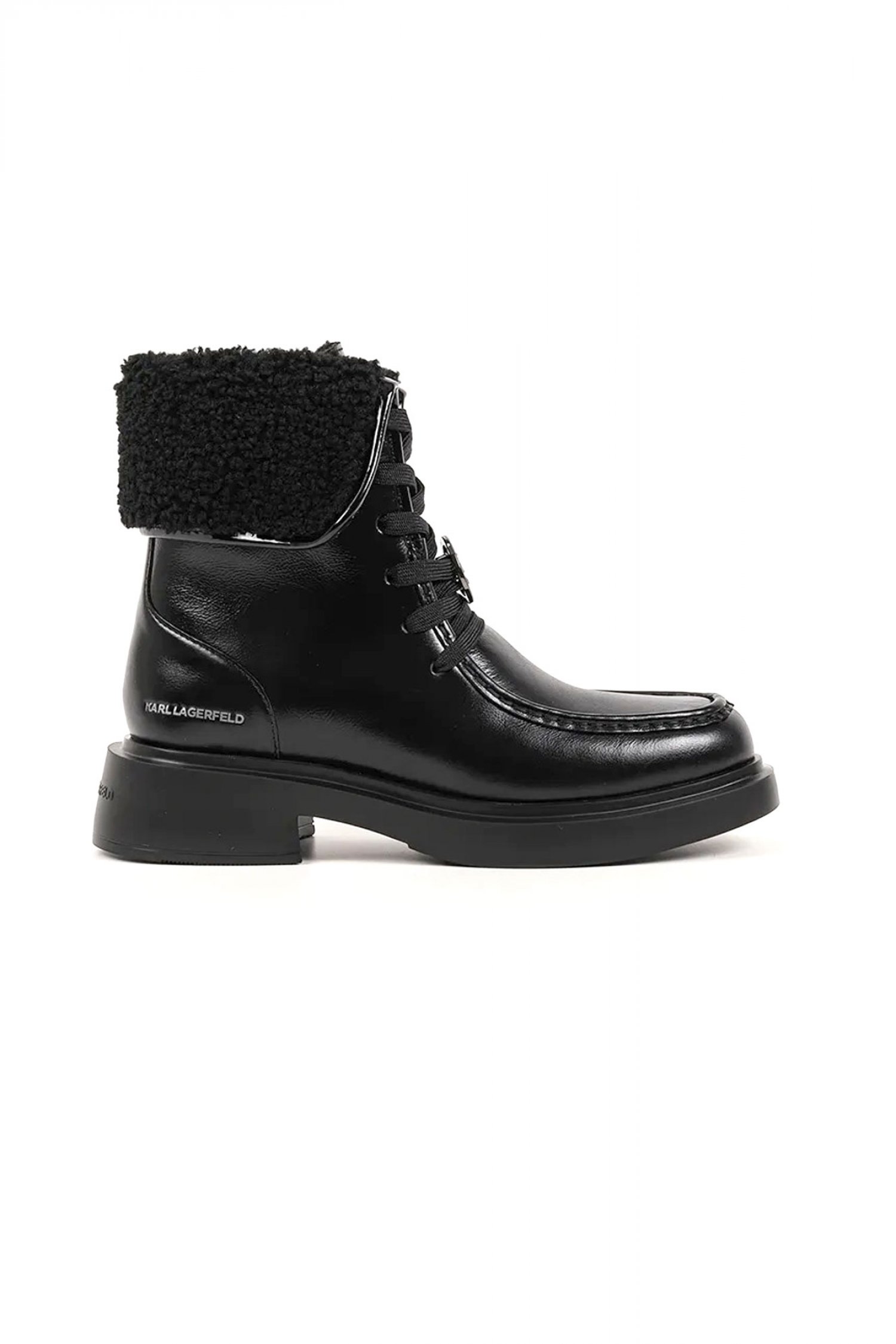 KARL LAGERFELD ΠΑΠΟΥΤΣΙΑ MΠΟΤAKIA ΜΑCIE ΦΕΡΜΟΥΑΡ ΜΕΤΑΛΛΙΚΟ LOGO ΜΑΥΡΟ