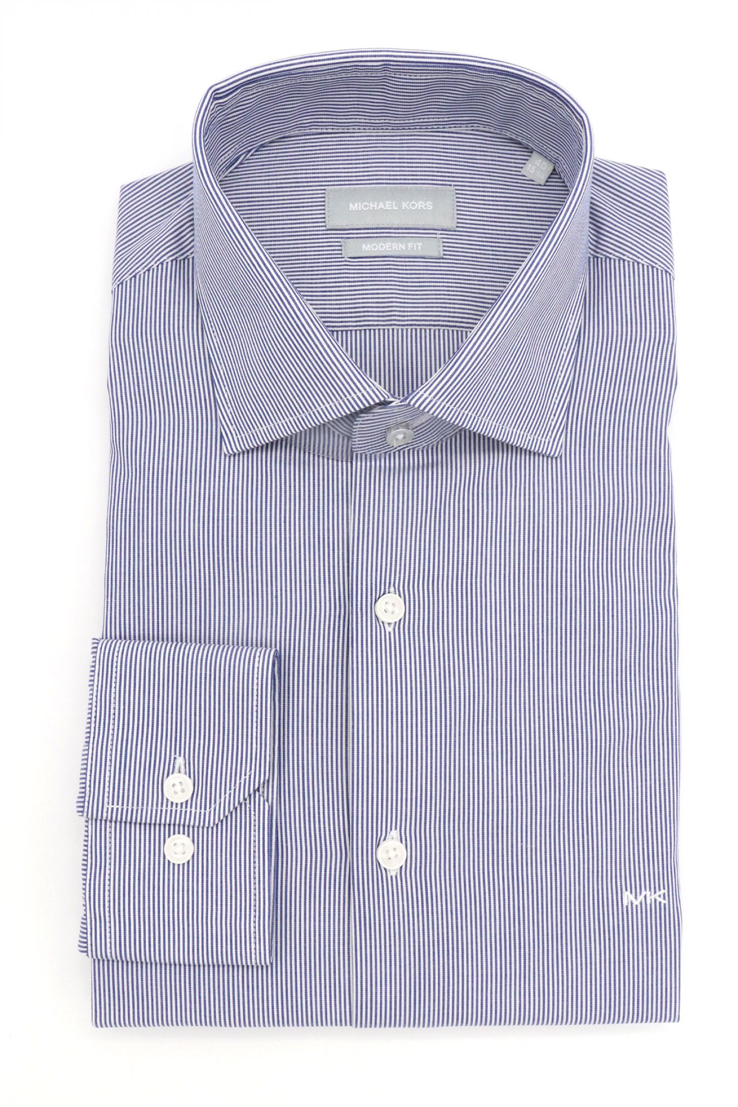 MICHAEL KORS ΠΟΥΚΑΜΙΣΟ ΡΙΓΕ MODERN FIT ΜΠΛΕ-ΛΕΥΚΟ