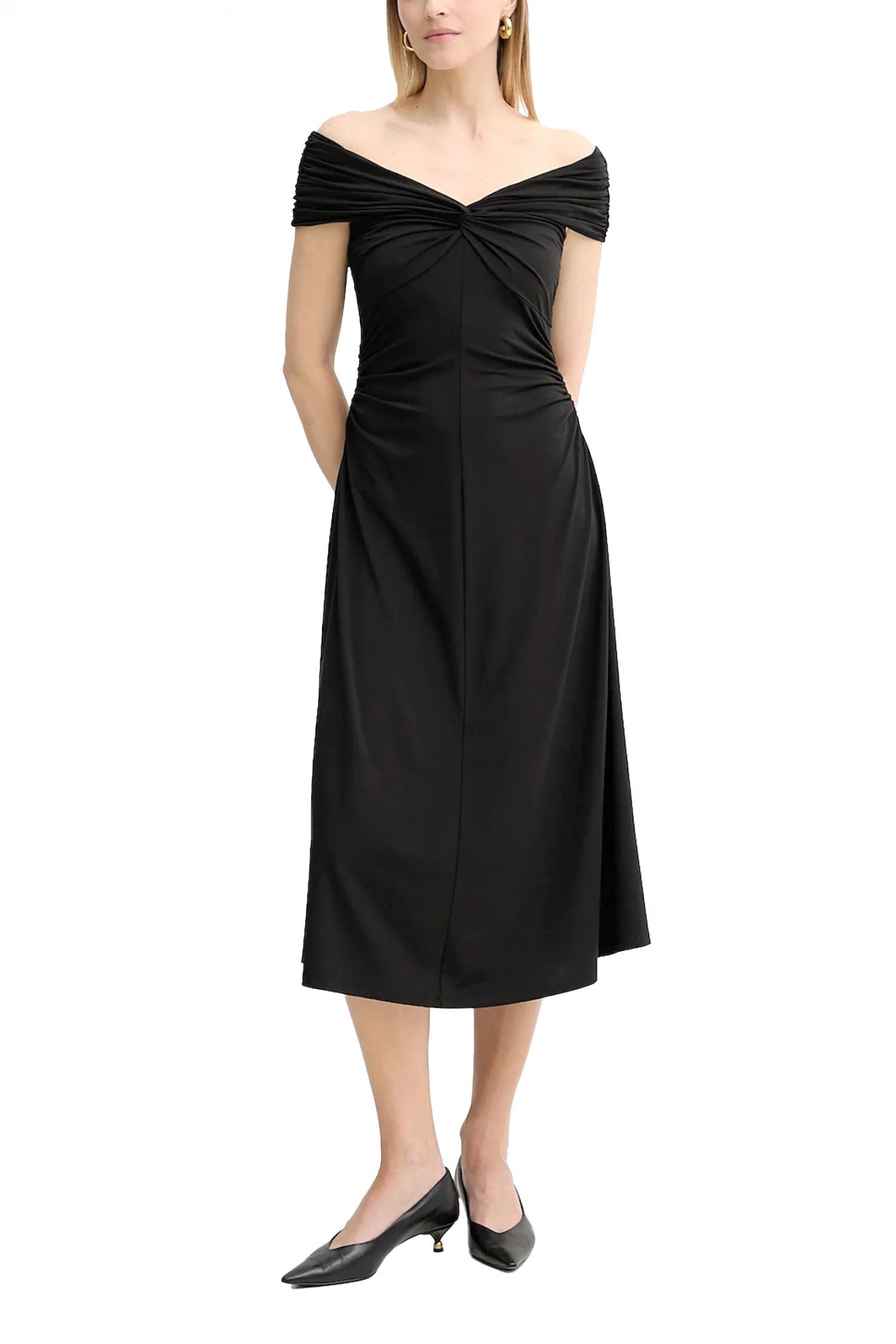 MICHAEL KORS ΦΟΡΕΜΑ MIDI ΝΤΡΑΠΕ ΣΟΥΡΑ ΜΕΣΗ ΜΑΥΡΟ