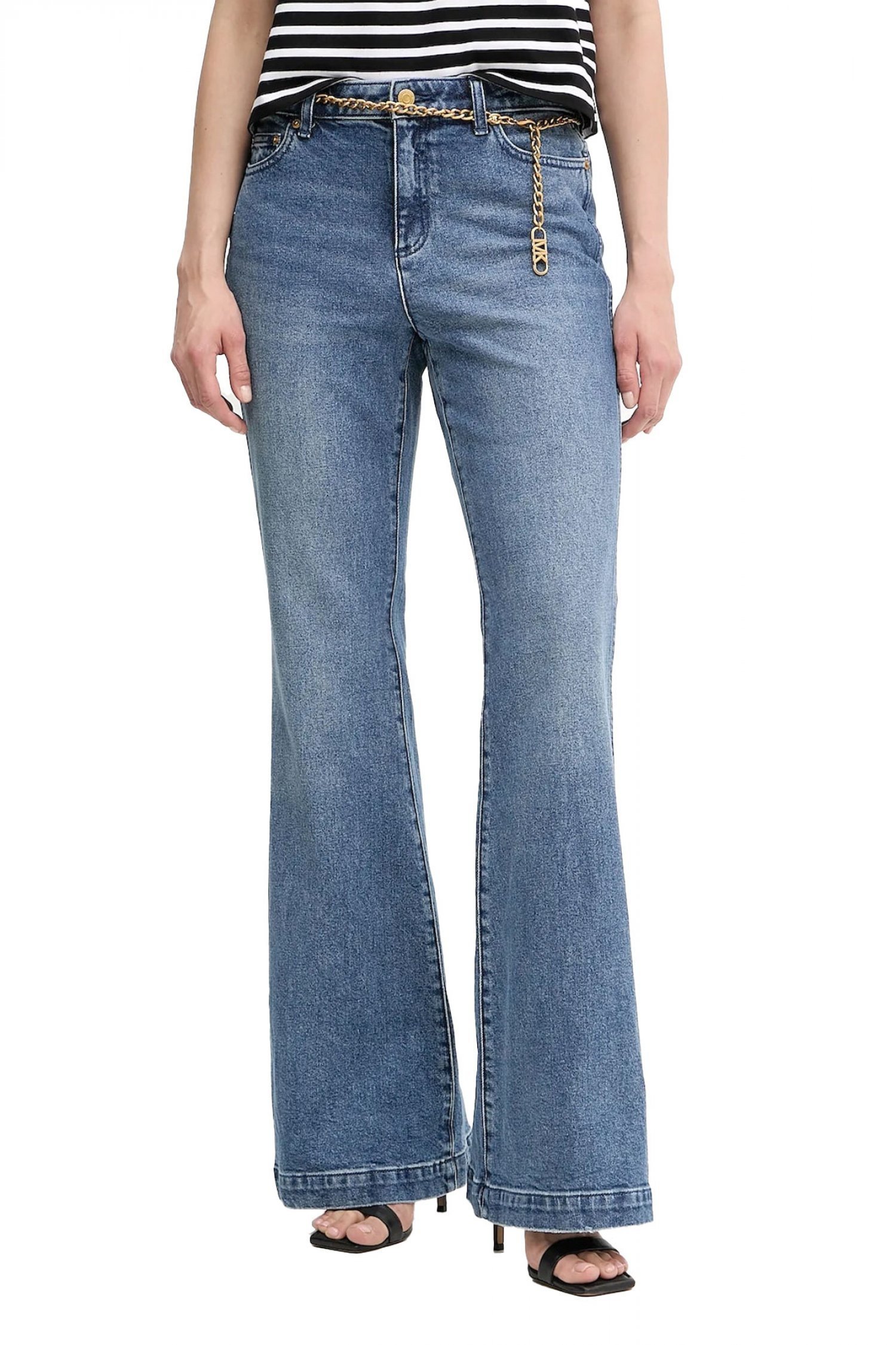 MICHAEL KORS ΠΑΝΤΕΛΟΝΙ JEANS FLARE ΑΠΟΣΠΩΜΕΝΗ ΑΛΥΣΙΔΑ ΜΠΛΕ