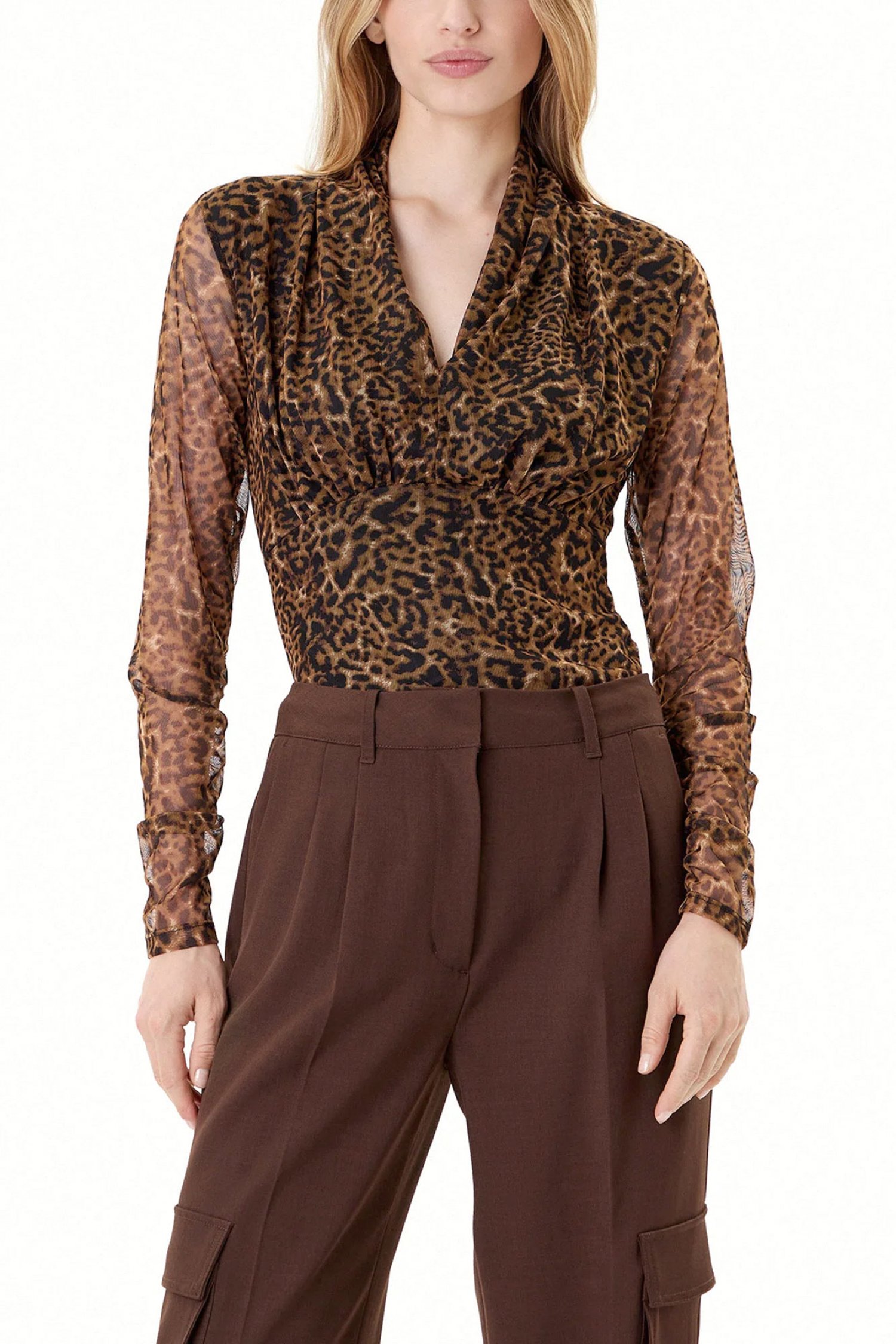 DKNY ΜΠΛΟΥΖΑ V-NECK ΛΕΟΠΑΡ