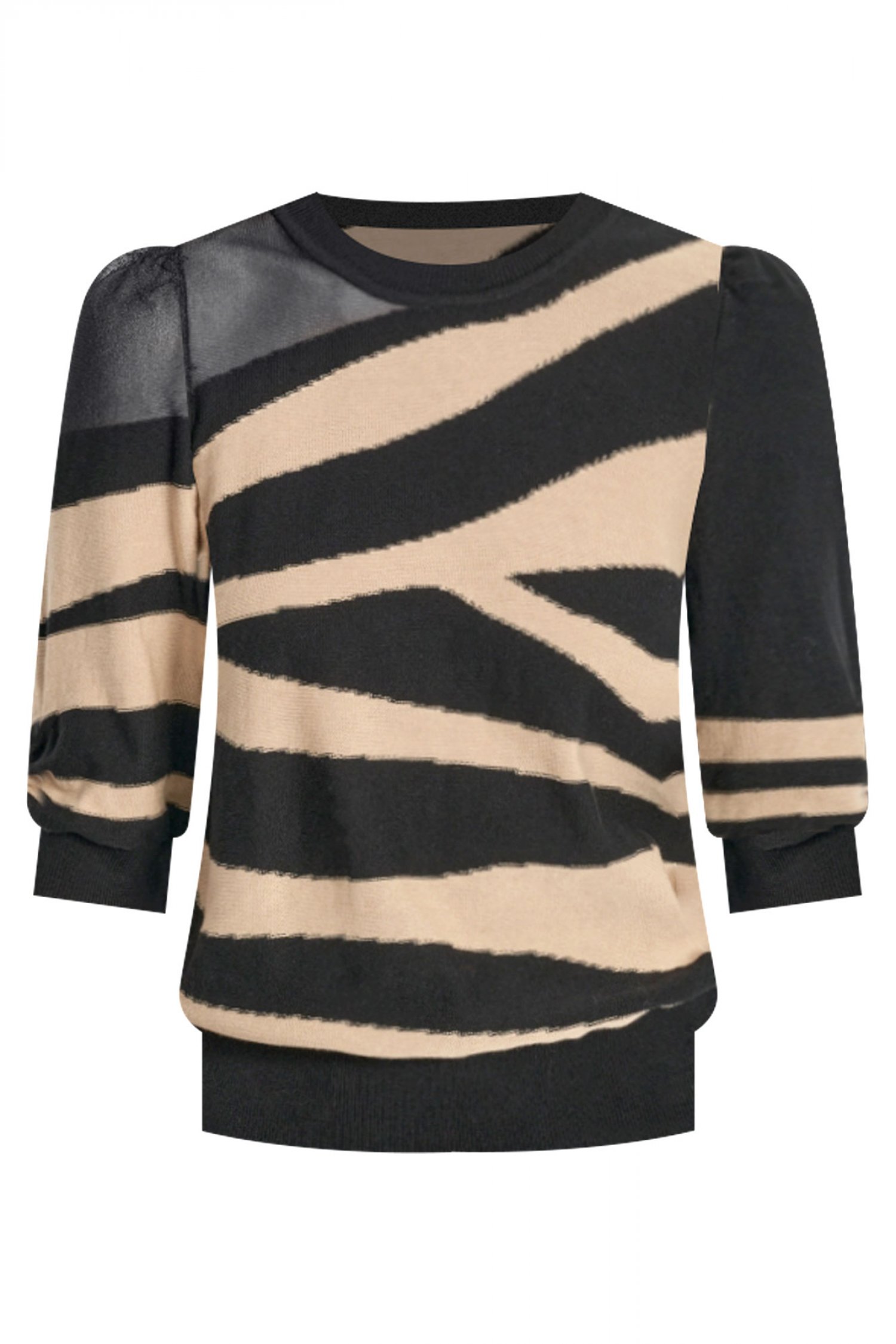 DKNY DKNY ΠΛΕΚΤΟ CREWNECK ΜΑΥΡΟ-ΜΠΕΖ