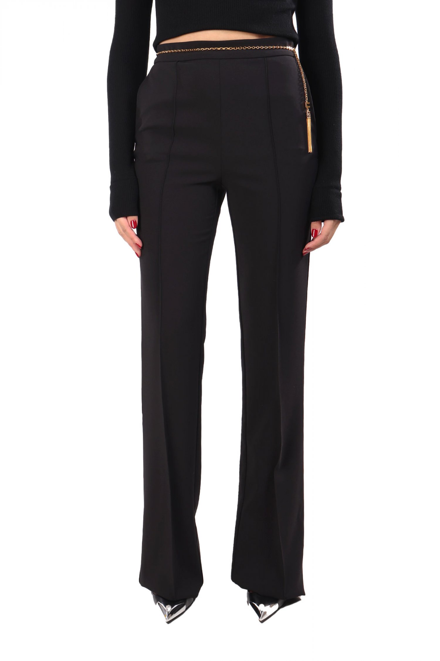 ELISABETTA FRANCHI ΠΑΝΤΕΛΟΝΙ FLAIRED ΤΣΕΠΕΣ ΑΠΟΣΠΩΜΕΝΗ ΑΛΥΣΙΔΑ ΜΑΥΡΟ