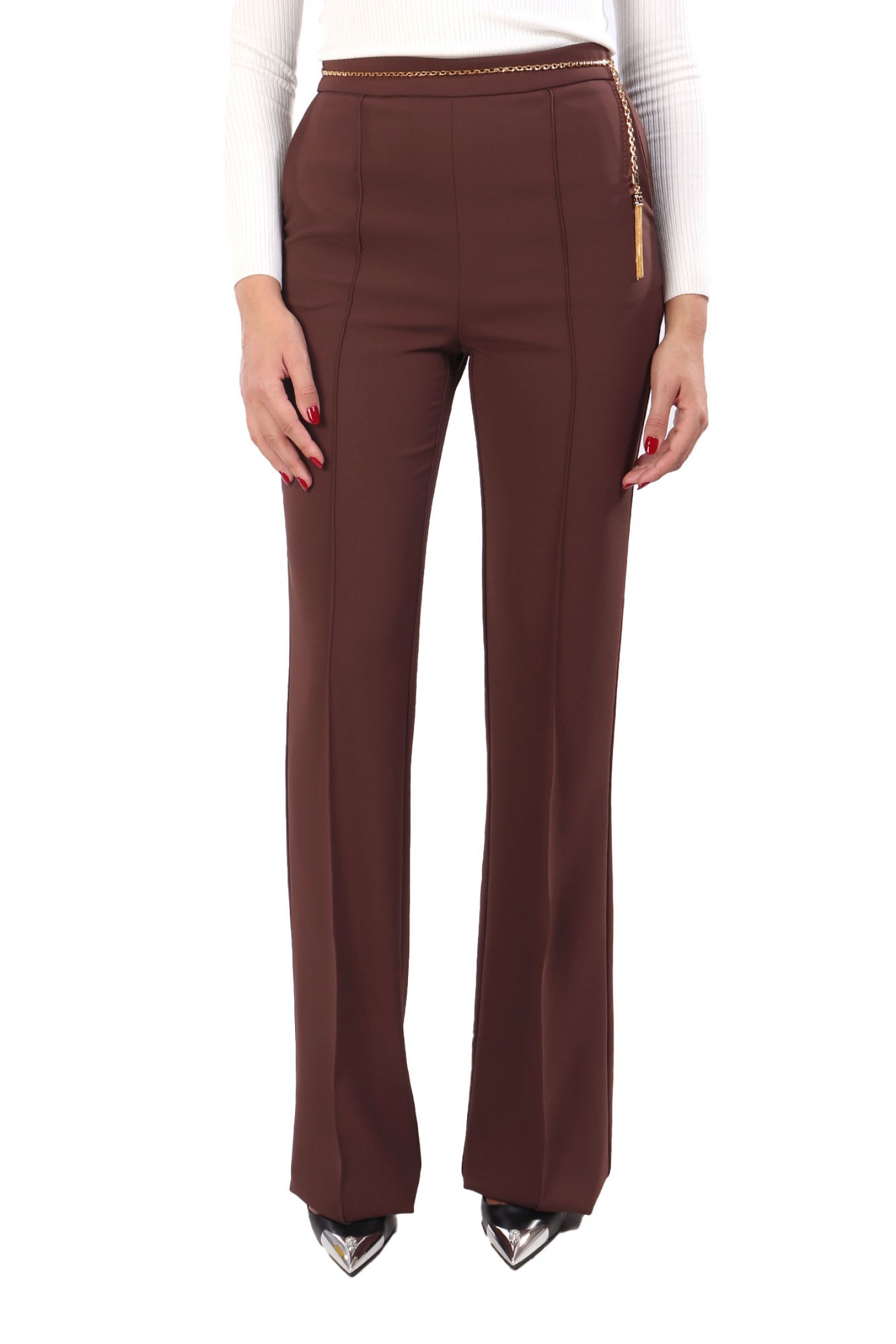 ELISABETTA FRANCHI ΠΑΝΤΕΛΟΝΙ FLAIRED ΤΣΕΠΕΣ ΑΠΟΣΠΩΜΕΝΗ ΑΛΥΣΙΔΑ ΚΑΦΕ