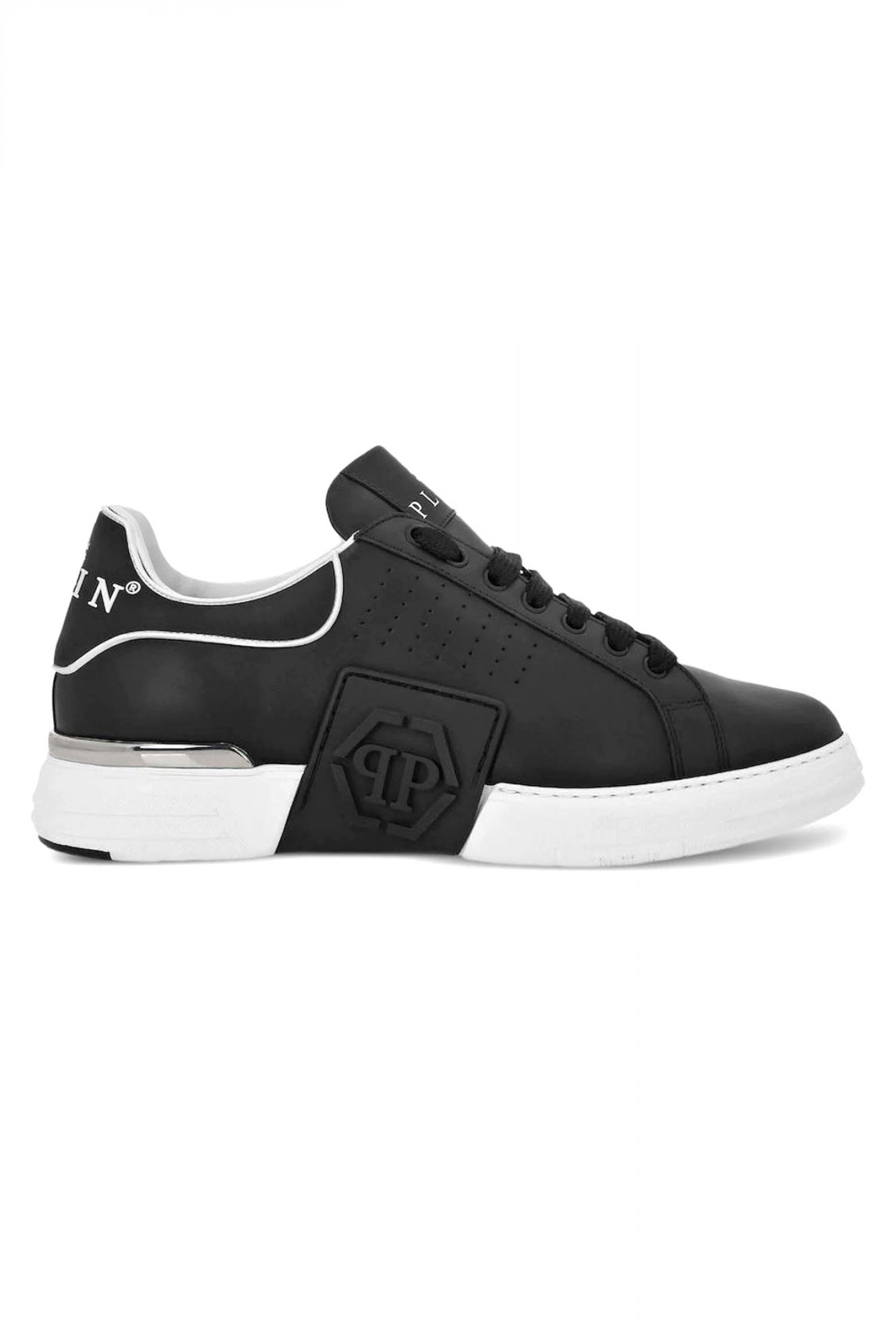 PHILIPP PLEIN ΠΑΠΟΥΤΣΙΑ SNEAKERS LOW TOP HEXAGON LOGO ΜΑΥΡΟ