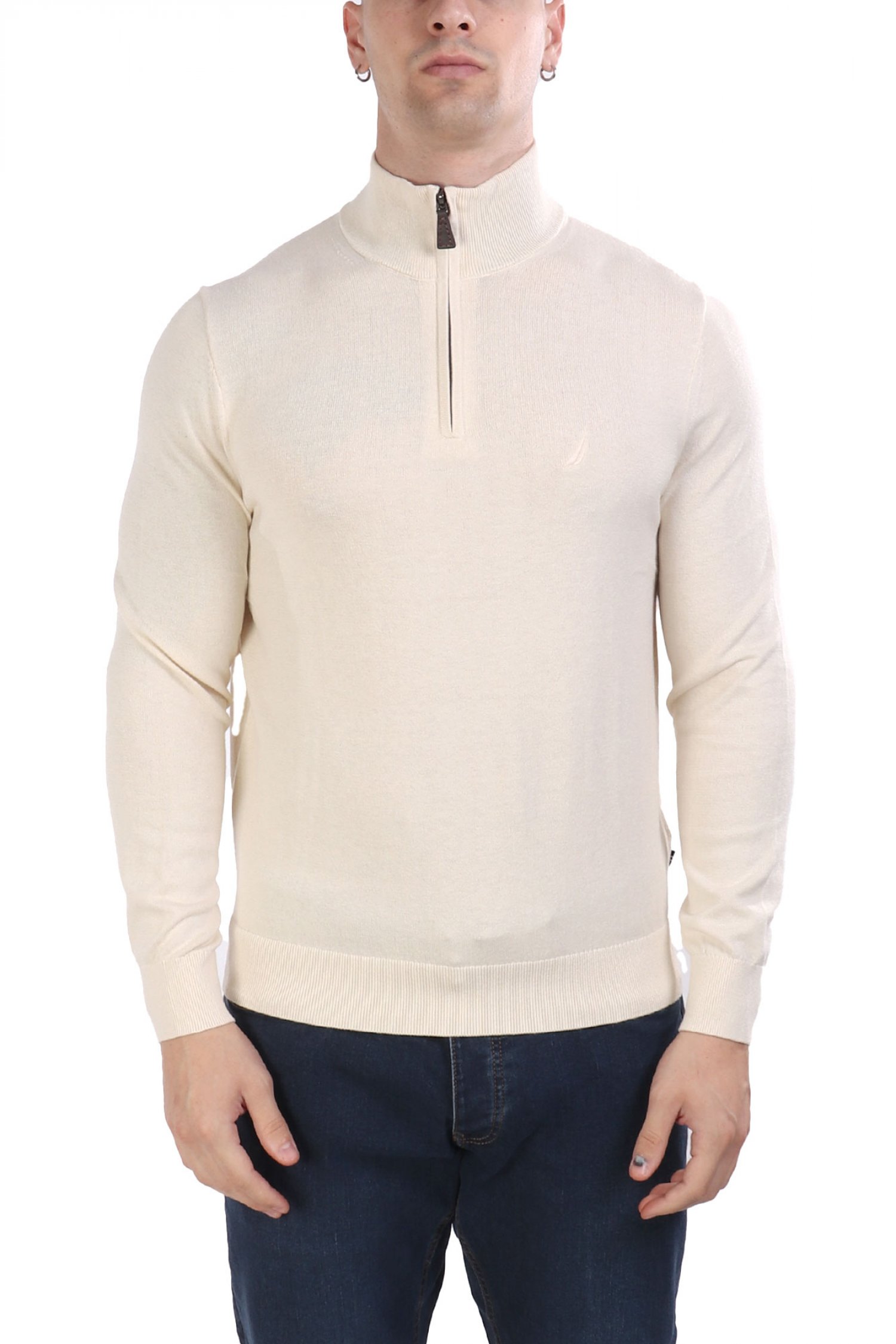 NAUTICA ΠΛΕΚΤΟ HALFZIP LOGO ΕΚΡΟΥ