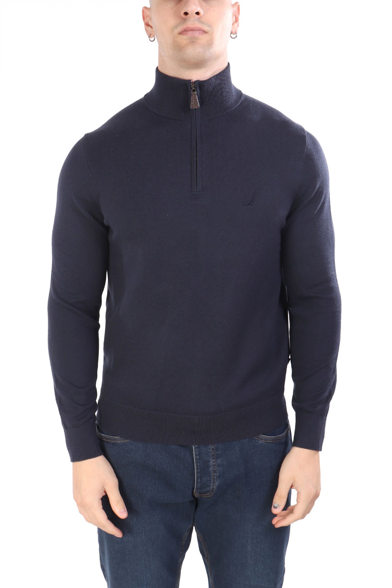 NAUTICA ΠΛΕΚΤΟ HALFZIP LOGO ΜΠΛΕ