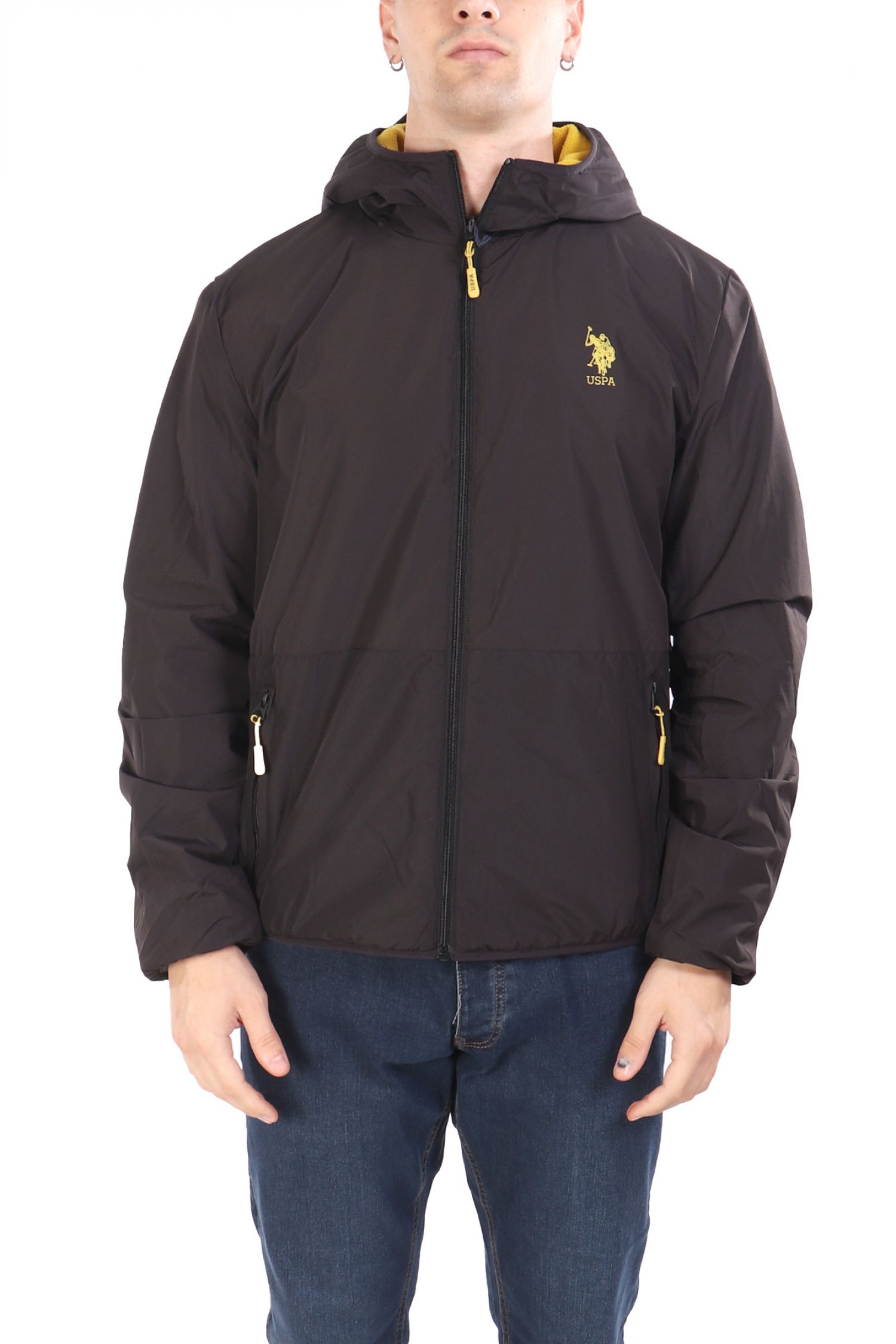 U.S.POLO ASSN ΜΠΟΥΦΑΝ JACKET HOODIE FLEECE REVERSIBLE LOGO DERY ΜΑΥΡΟ