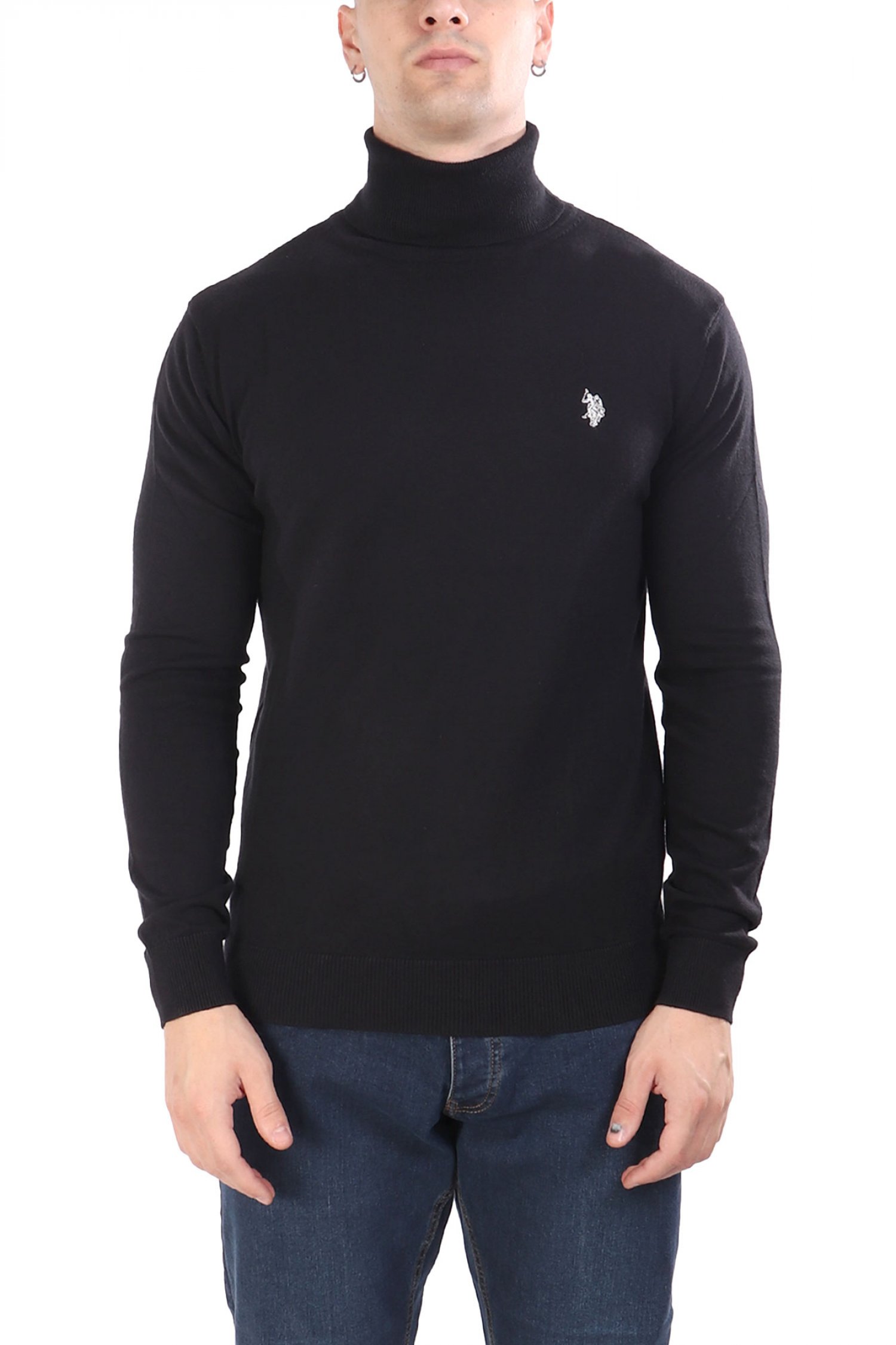 U.S.POLO ASSN ΠΛΕΚΤΟ ROLLNECK JOHN ΜΑΥΡΟ