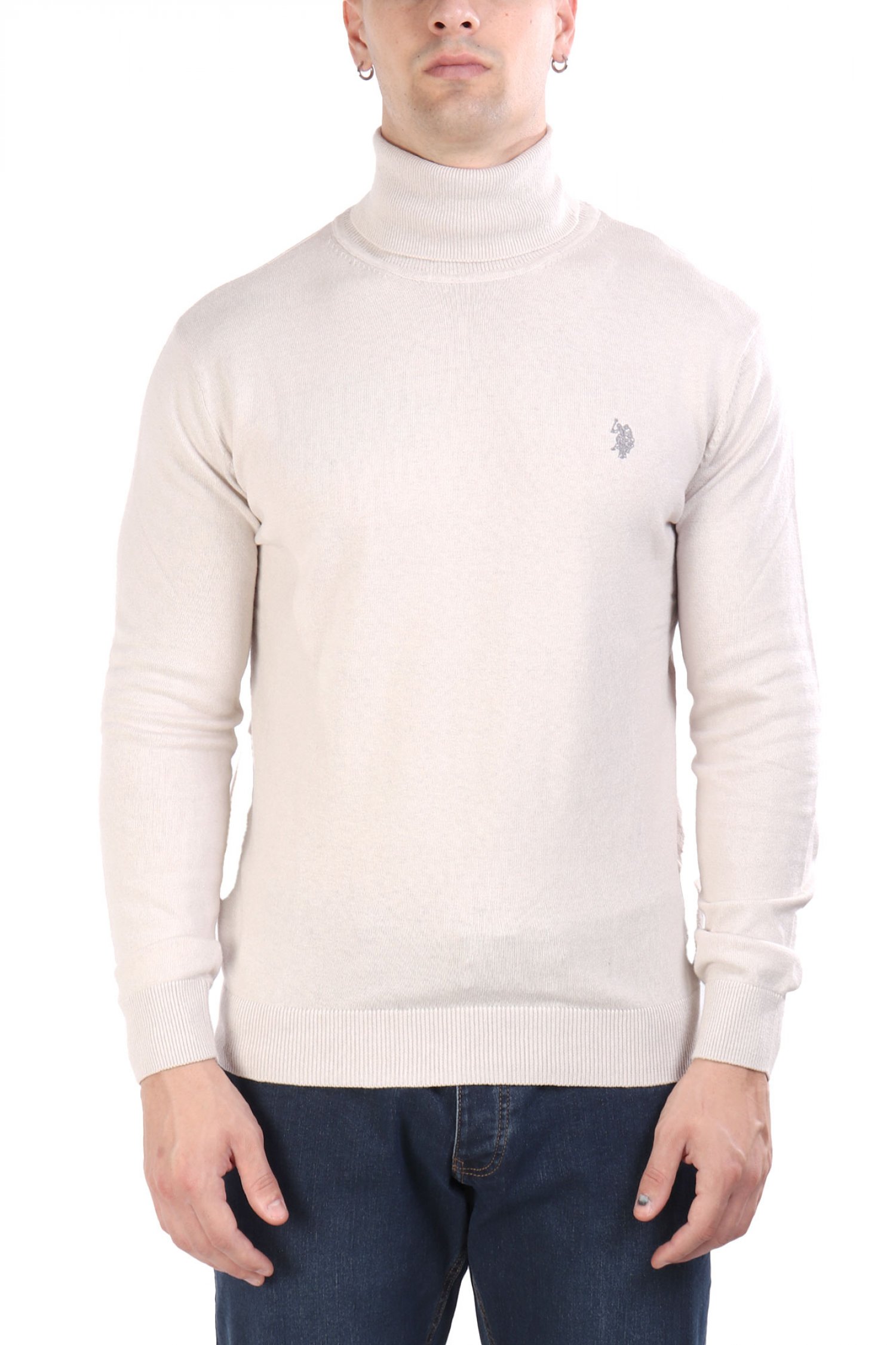 U.S.POLO ASSN ΠΛΕΚΤΟ ROLLNECK JOHN ΥΠΟΛΕΥΚΟ