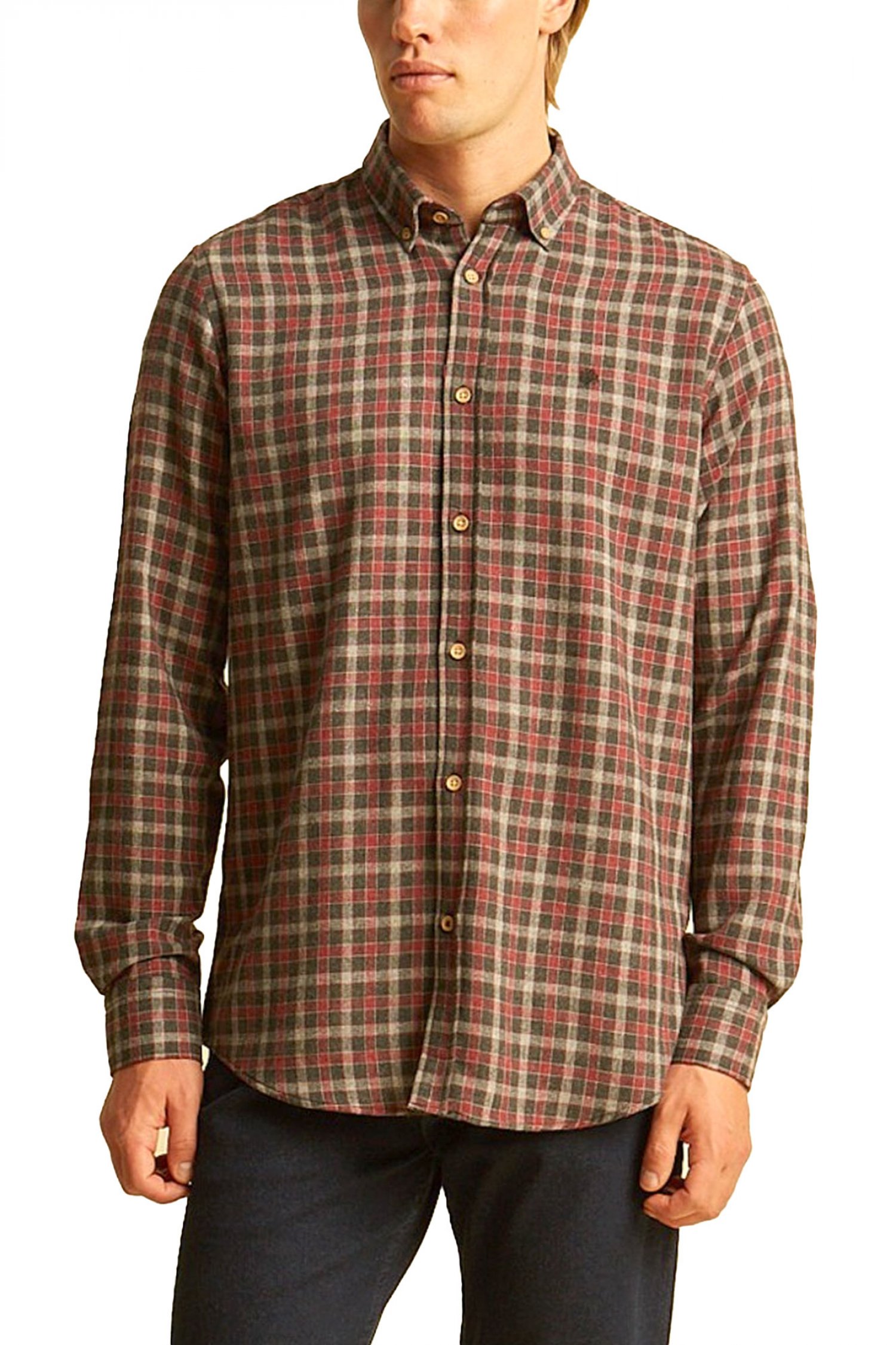 DORS ΠΟΥΚΑΜΙΣΟ BUTTON DOWN ΚΑΡΩ ΜΠΟΡΝΤΩ-ΓΚΡΙ