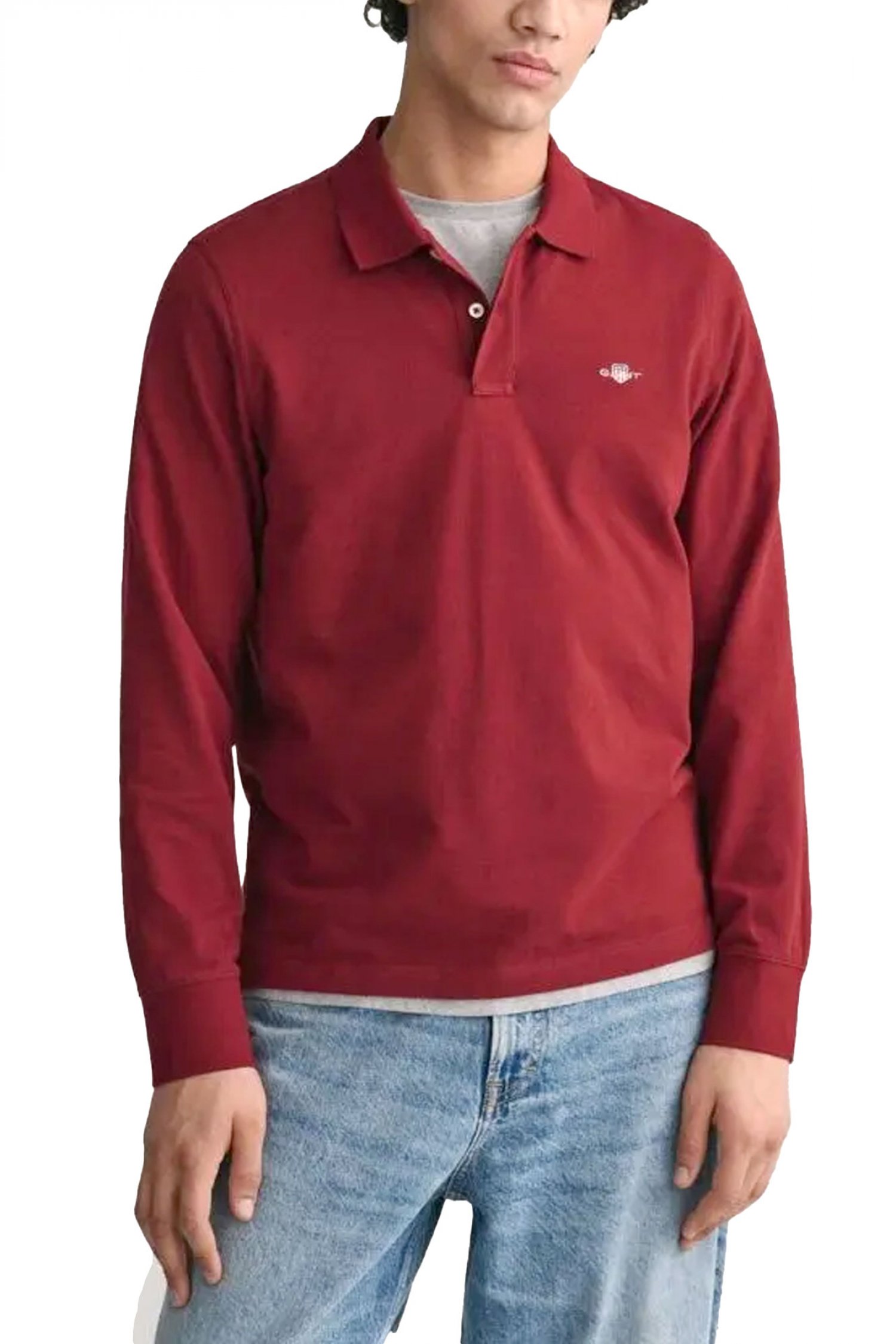 GANT POLO REG SHIELD LS PIQUE RUGGER ΜΠΟΡΝΤΩ