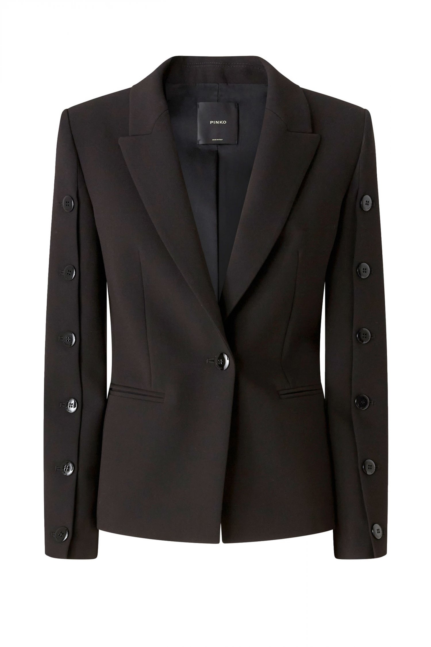 PINKO ΣΑΚΑΚΙ GARUTA JACKET ΜΕ ΚΟΥΜΠΙΑ ΣΤΑ ΜΑΝΙΚΙΑ ΜΑΥΡΟ