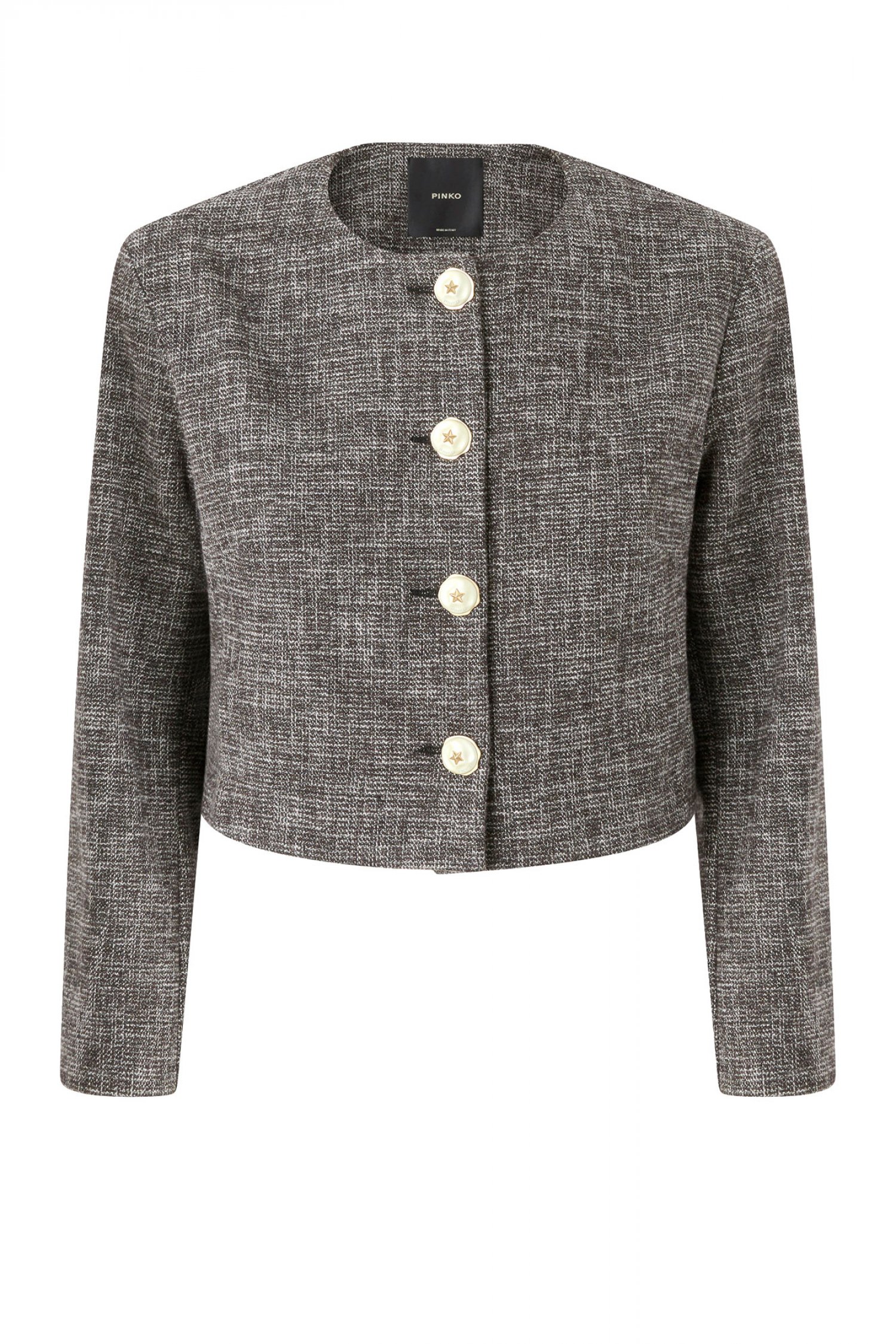 PINKO PINKO JACKET CROP NOODLES JACKET ΜΑΥΡΟ-ΚΑΦΕ-ΛΕΥΚΟ