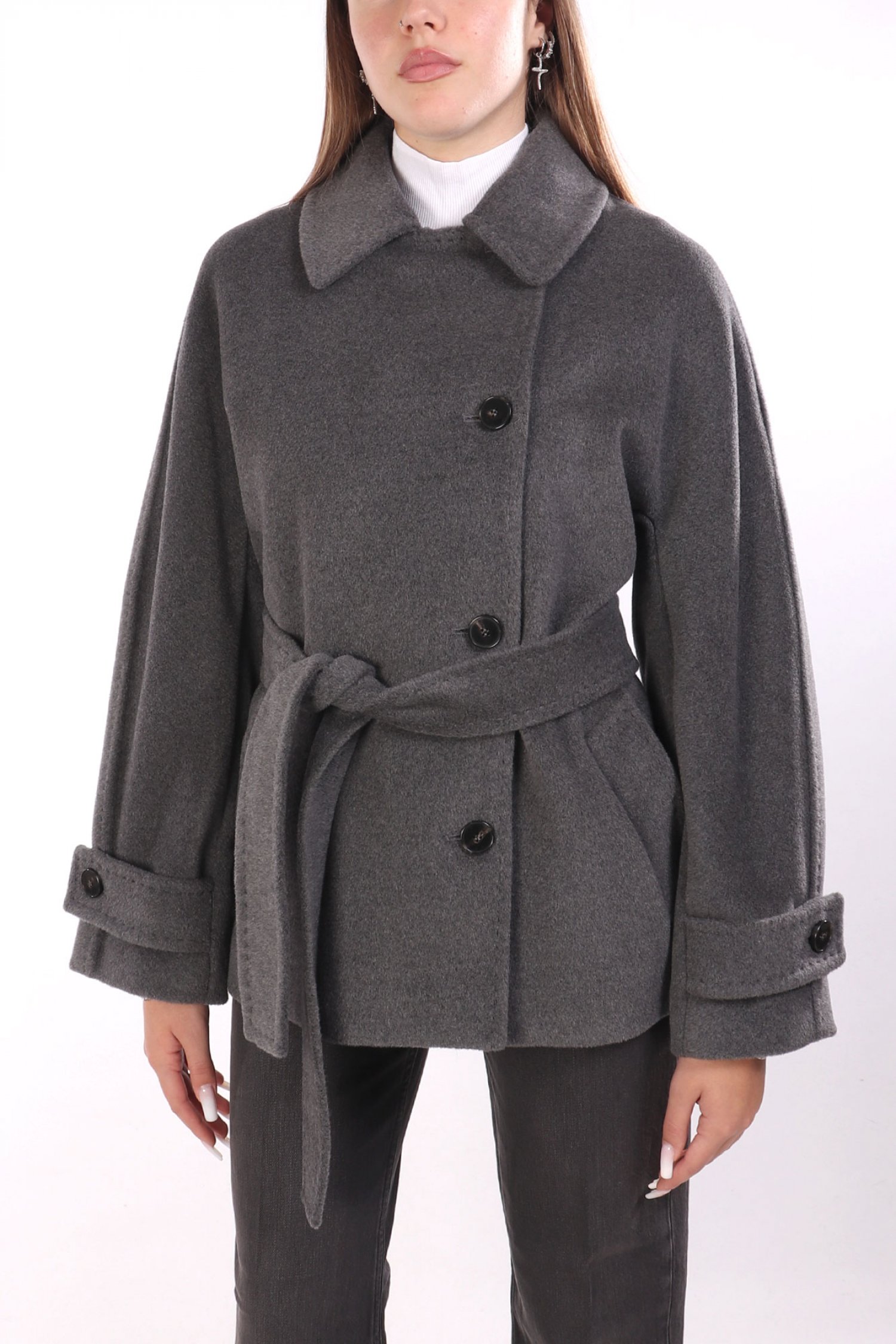 MARELLA MARELLA ΠΑΛΤΟ DOVERE ΣΤΑΥΡΩΤΟ ΑΠΟΣΠΩΜΕΝΗ ΖΩΝΗ ΓΚΡΙ