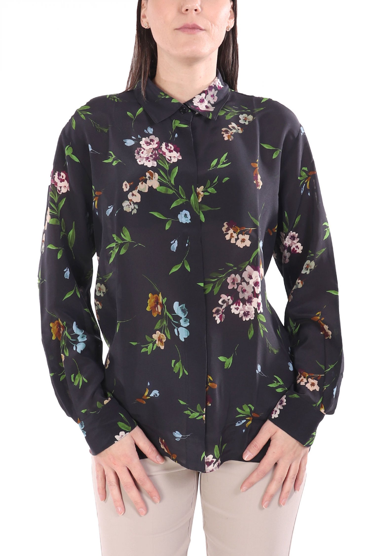 MARELLA ΠΟΥΚΑΜΙΣΟ FLORAL FARETRA ΜΑΥΡΟ