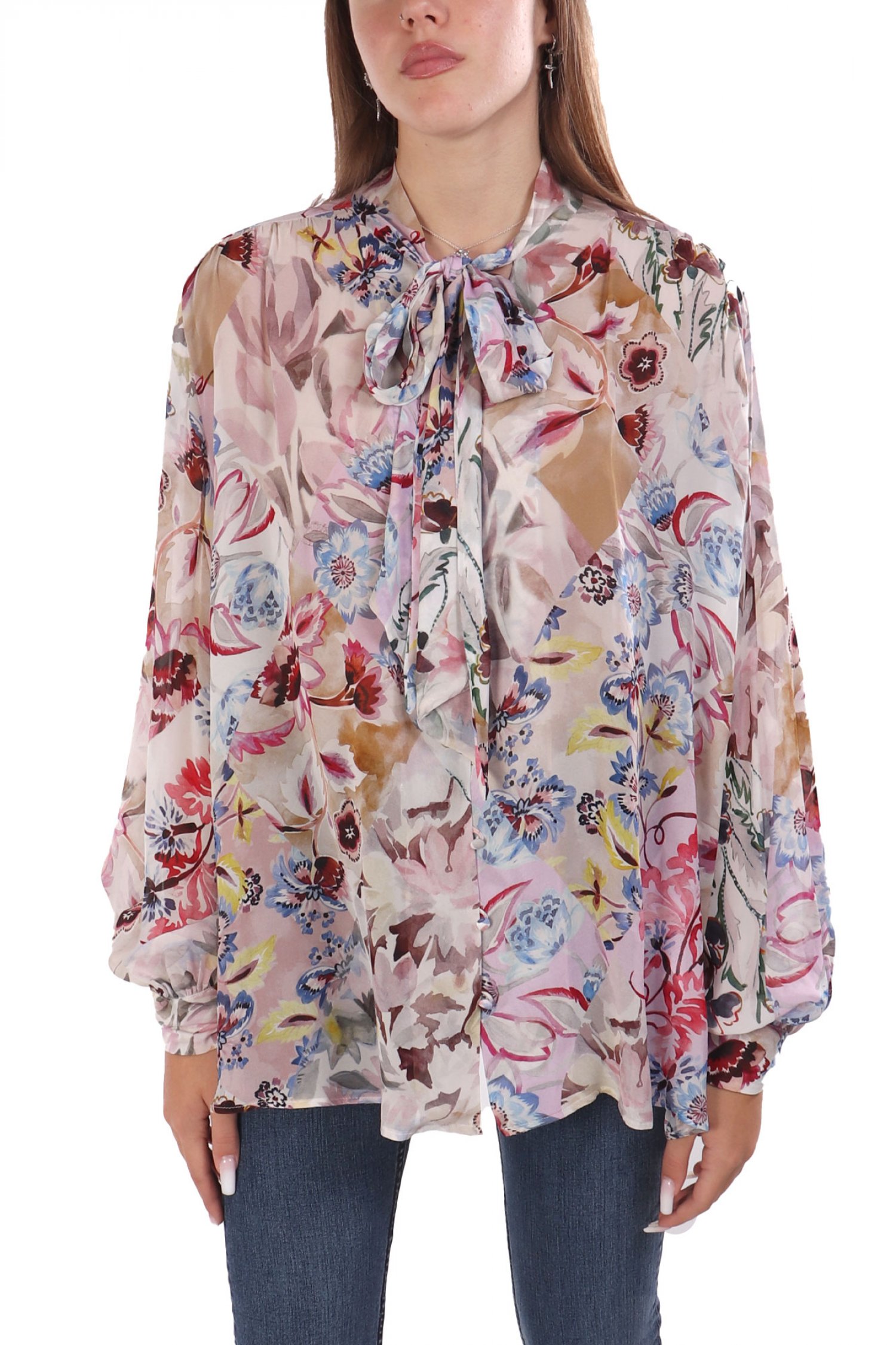 MARELLA ΠΟΥΚΑΜΙΣΟ ΔΕΣΙΜΟ ΛΑΙΜΟ BRUCCO FLORAL MULTI ΜΠΕΖ-ΓΚΡΙ