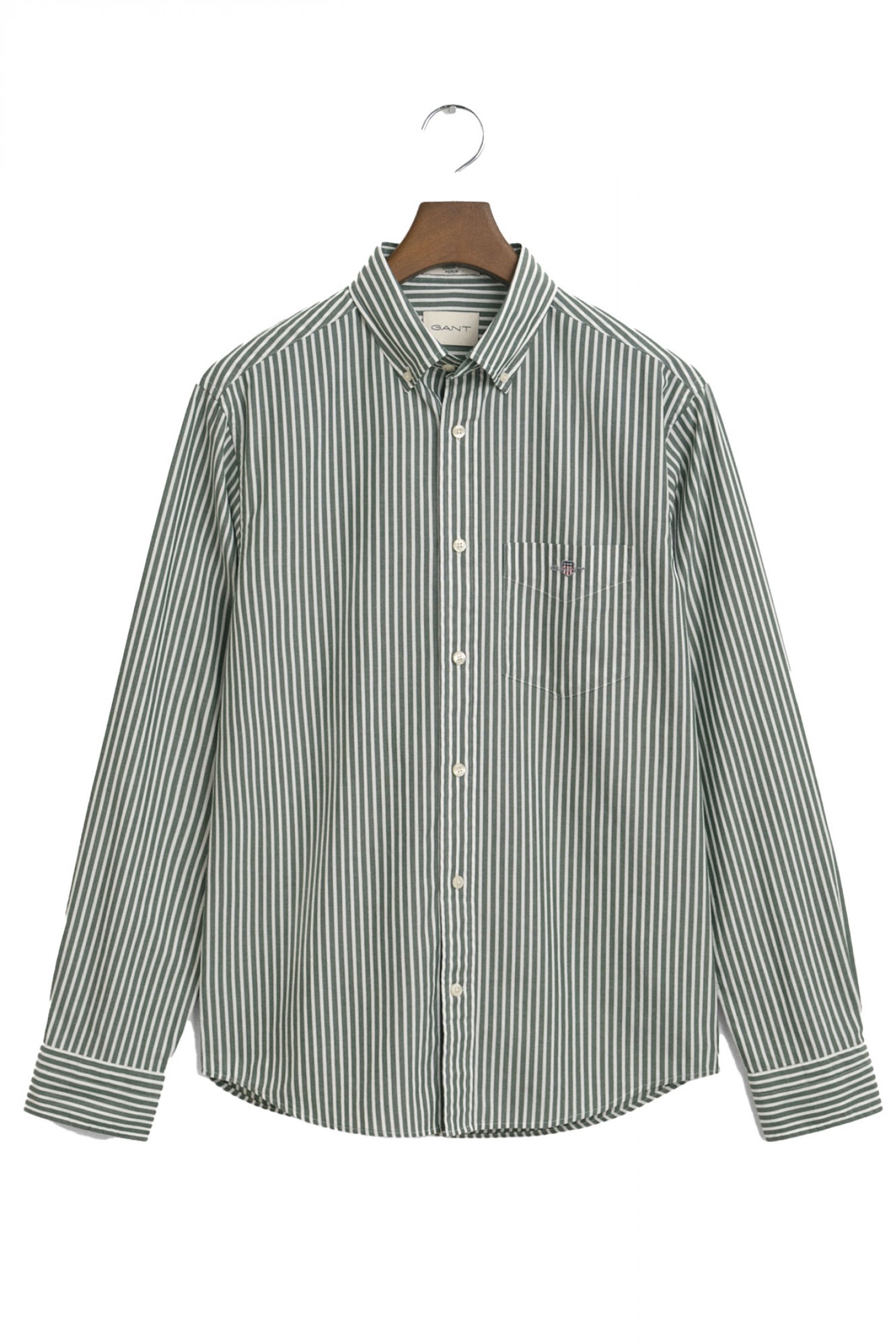 GANT ΠΟΥΚΑΜΙΣΟ ΡΙΓΕ REG CLASSIC POPLIN STRIPE SHIRT ΠΡΑΣΙΝΟ