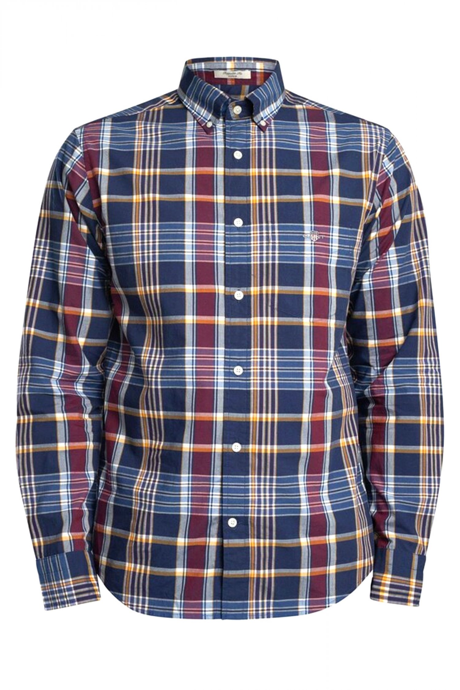 GANT ΠΟΥΚΑΜΙΣΟ ΚΑΡΩ REG CLASSIC POPLIN CHECK ΜΠΛΕ-ΜΠΟΡΝΤΩ