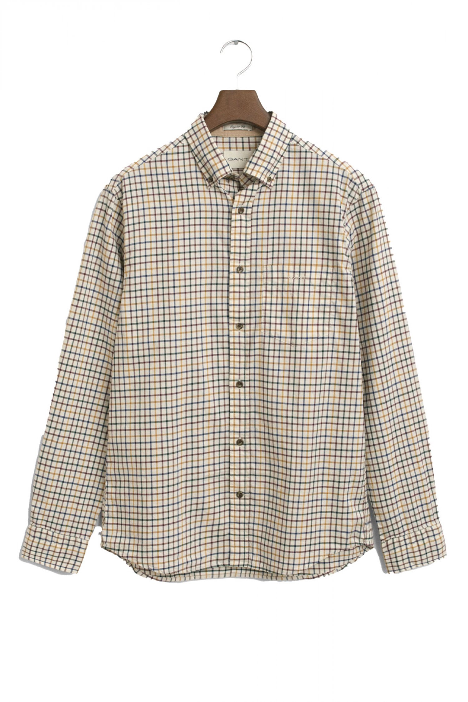 GANT ΠΟΥΚΑΜΙΣΟ ΚΑΡΩ REG TWILL CHECK SHIRT ΜΠΛΕ-ΜΠΟΡΝΤΩ-ΜΟΥΣΤΑΡΔΙ-ΠΡΑΣΙΝΟ