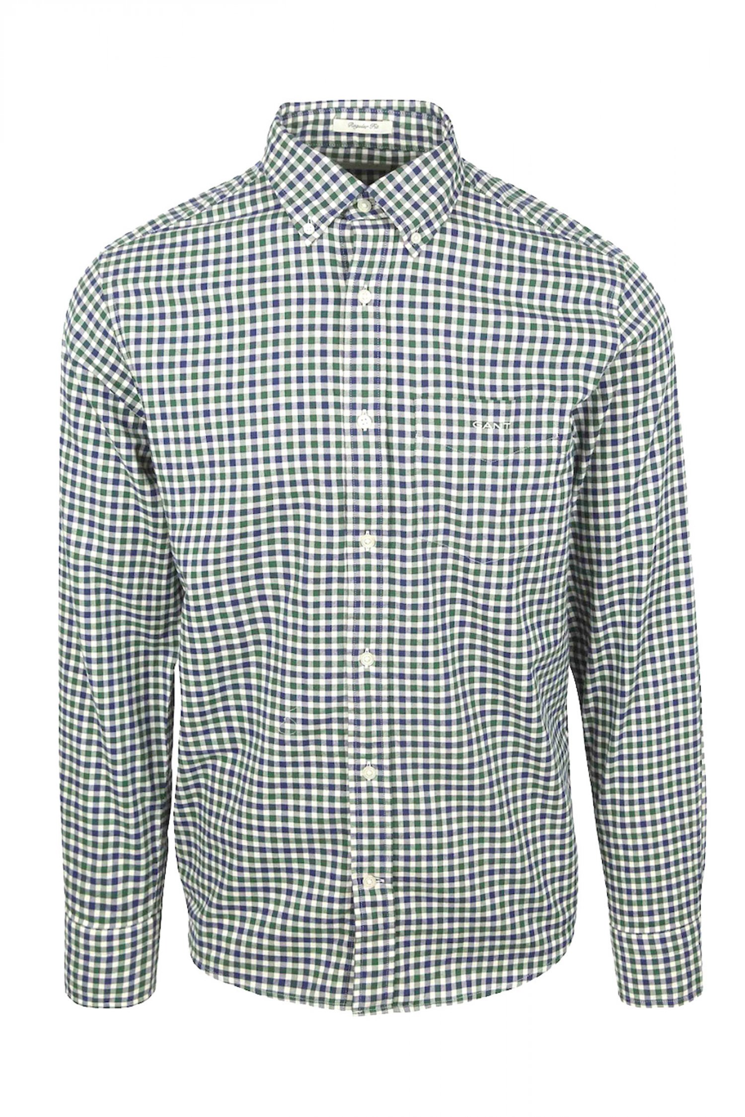 GANT ΠΟΥΚΑΜΙΣΟ ΚΑΡΩ REG TWILL GINGHAM SHIRT ΠΡΑΣΙΝΟ-ΜΠΛΕ-ΕΚΡΟΥ