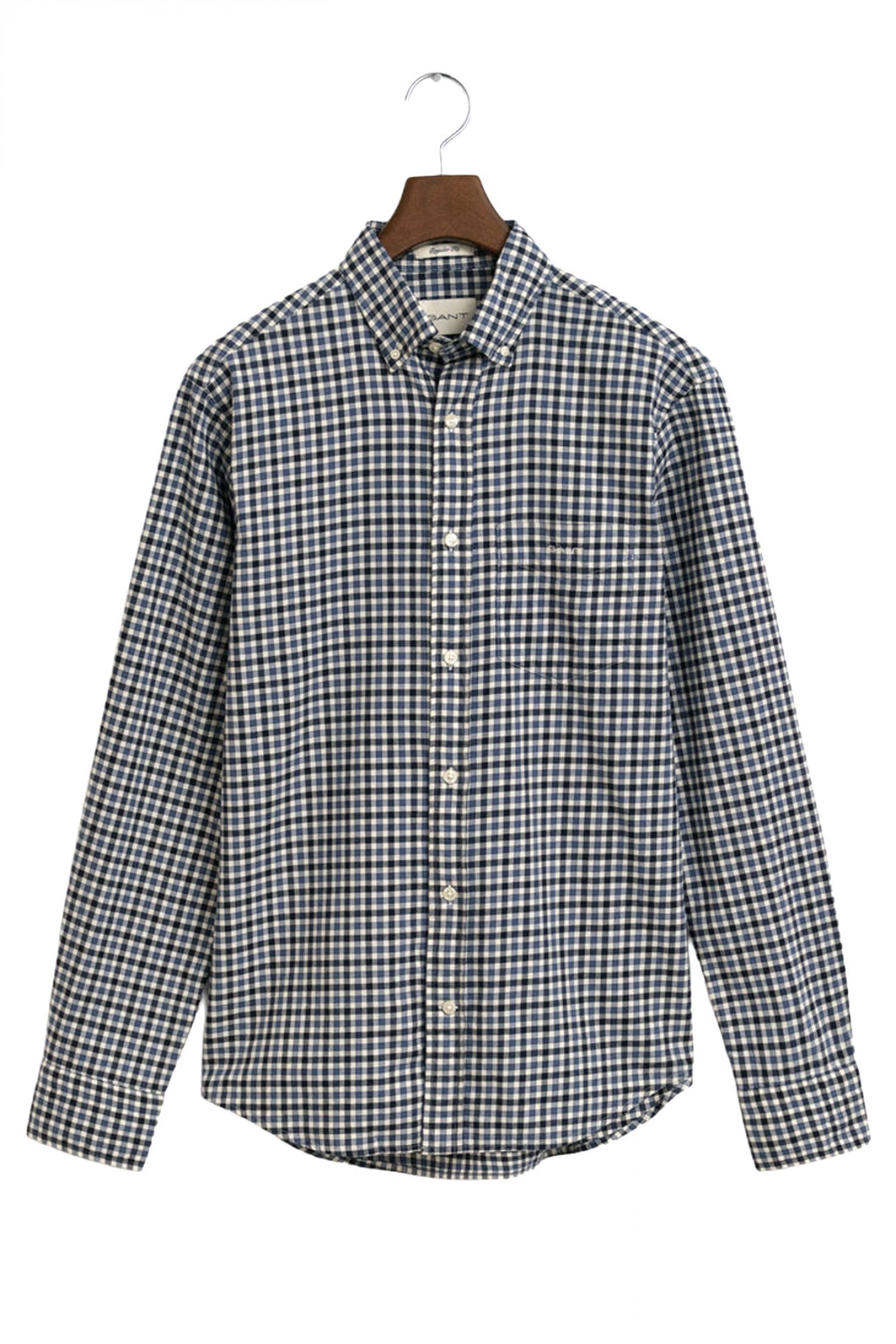 GANT ΠΟΥΚΑΜΙΣΟ ΚΑΡΩ REG TWILL GINGHAM SHIRT ΜΠΛΕ