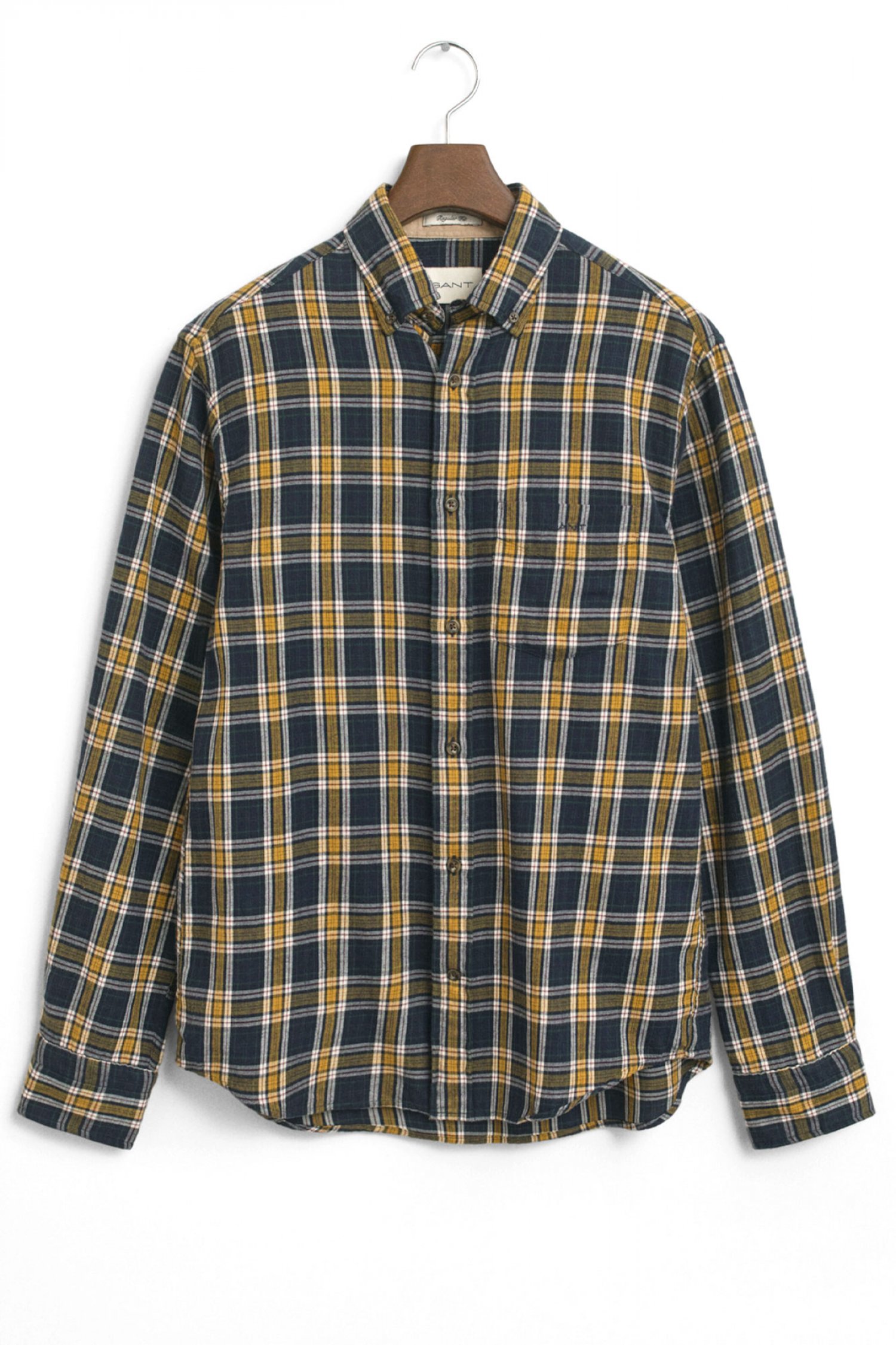 GANT ΠΟΥΚΑΜΙΣΟ ΚΑΡΩ REG WINDBLOWN FLANNEL CHECK SHIRT ΜΠΛΕ-ΜΟΥΣΤΑΡΔΙ