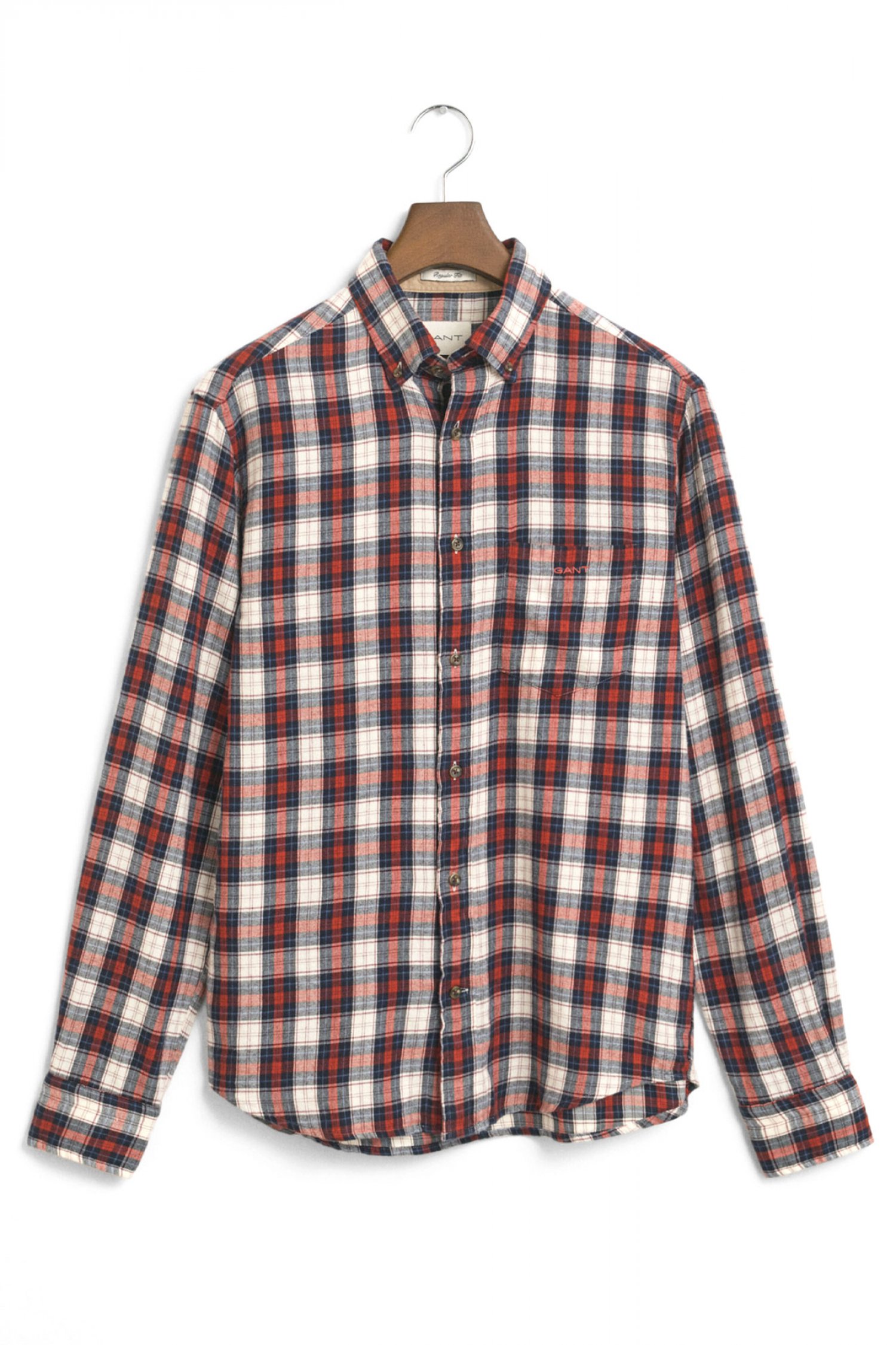GANT ΠΟΥΚΑΜΙΣΟ ΚΑΡΩ REG WINDBLOWN FLANNEL CHECK SHIRT ΚΟΚΚΙΝΟ-ΜΠΛΕ-ΕΚΡΟΥ