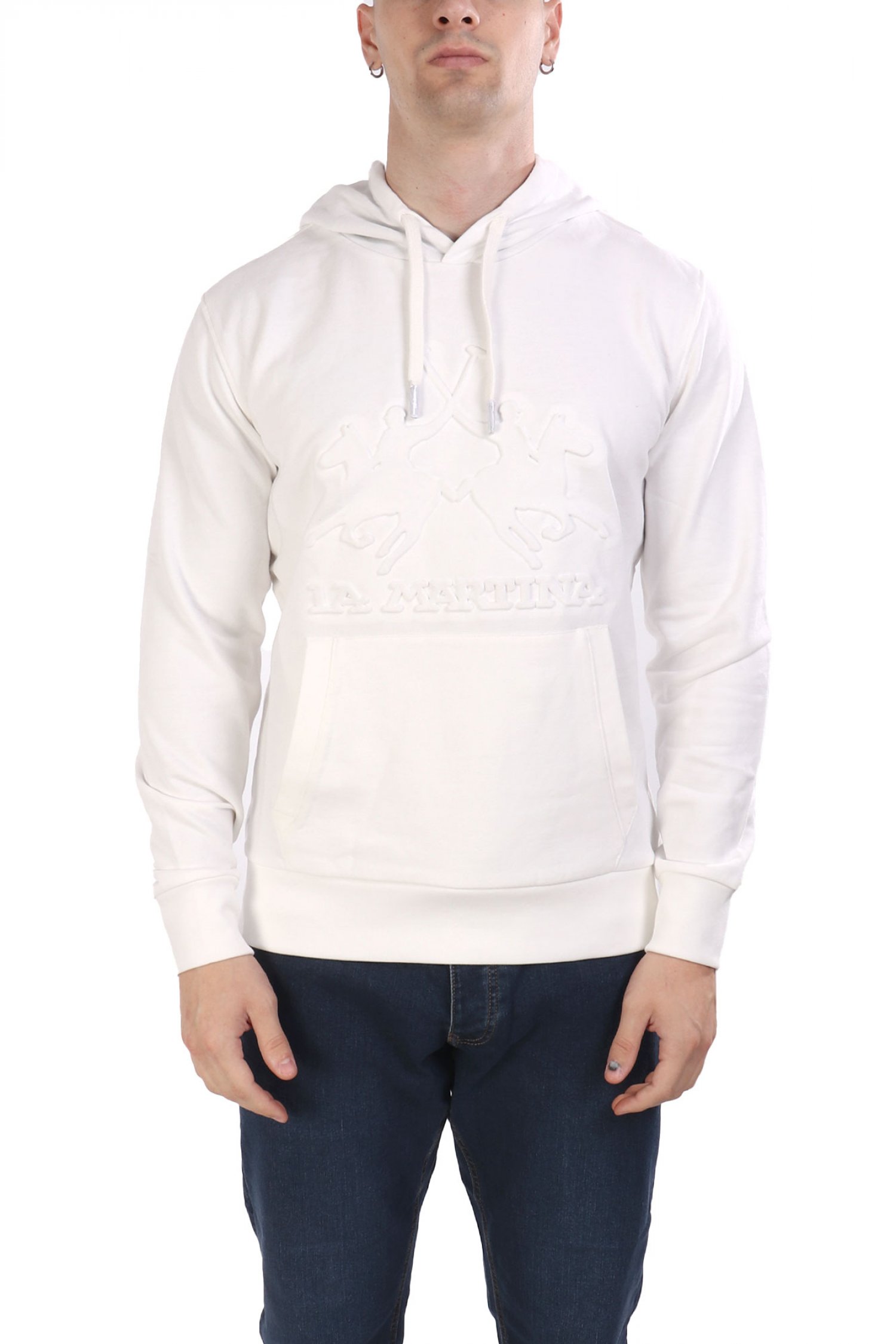 LA MARTINA ΦΟΥΤΕΡ HOODIE REGULAR FIT LOGO ΛΕΥΚΟ