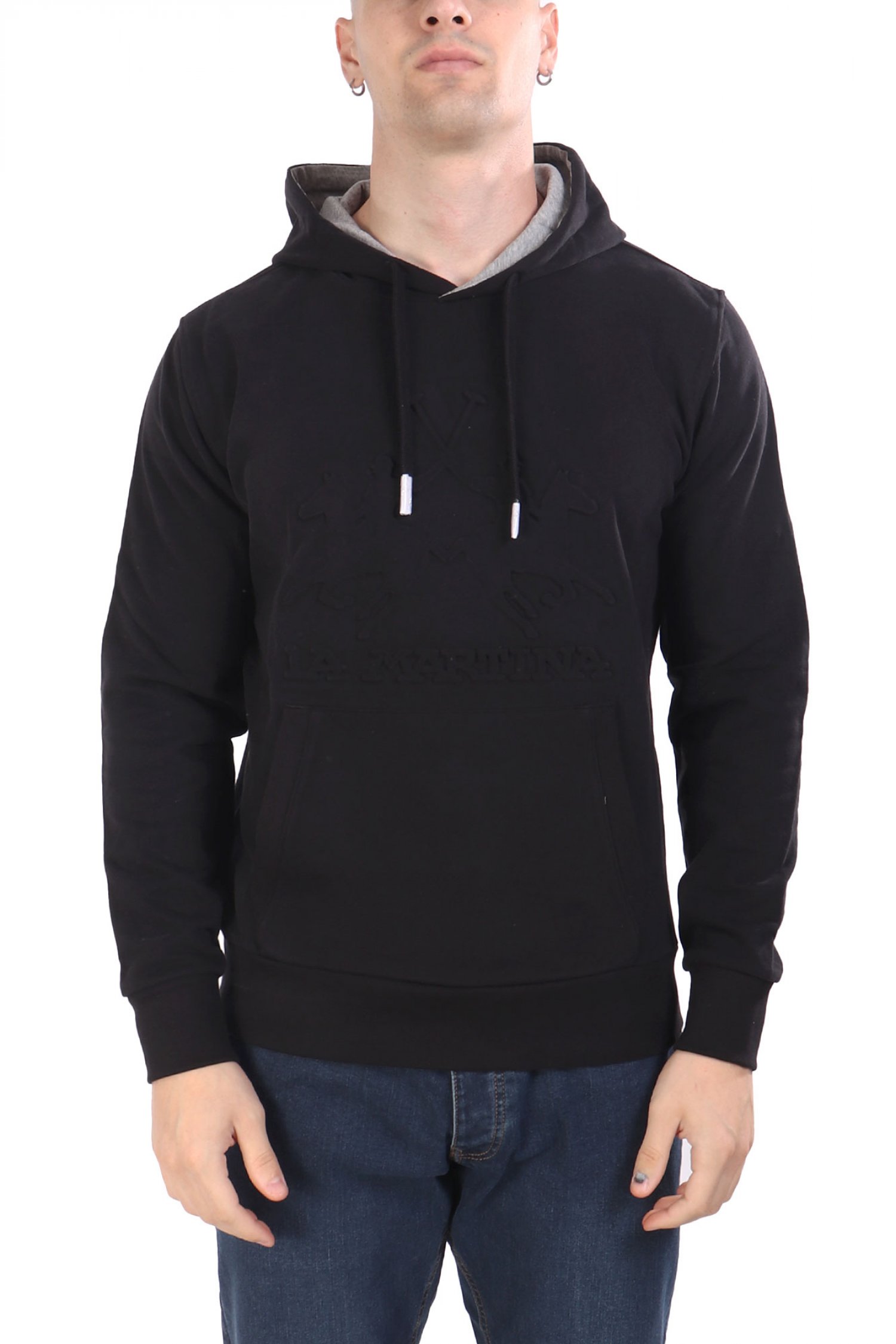 LA MARTINA ΦΟΥΤΕΡ HOODIE REGULAR FIT LOGO ΜΑΥΡΟ