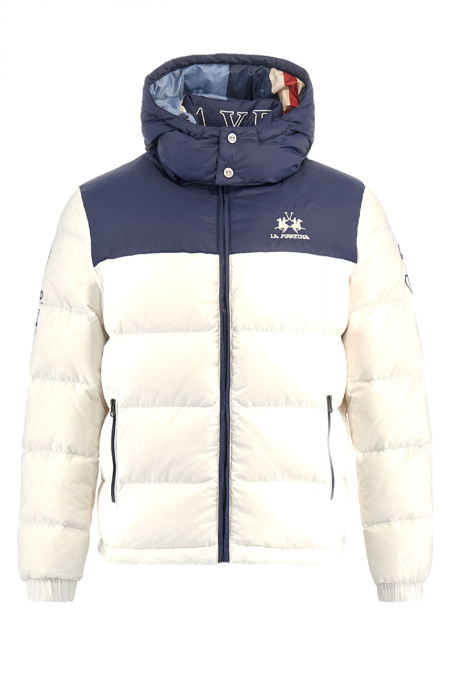 LA MARTINA ΜΠΟΥΦΑΝ PUFFER ΑΠΟΣΠΩΜΕΝΗ ΚΟΥΚΟΥΛΑ LOGO ΛΕΥΚΟ-ΜΠΛΕ