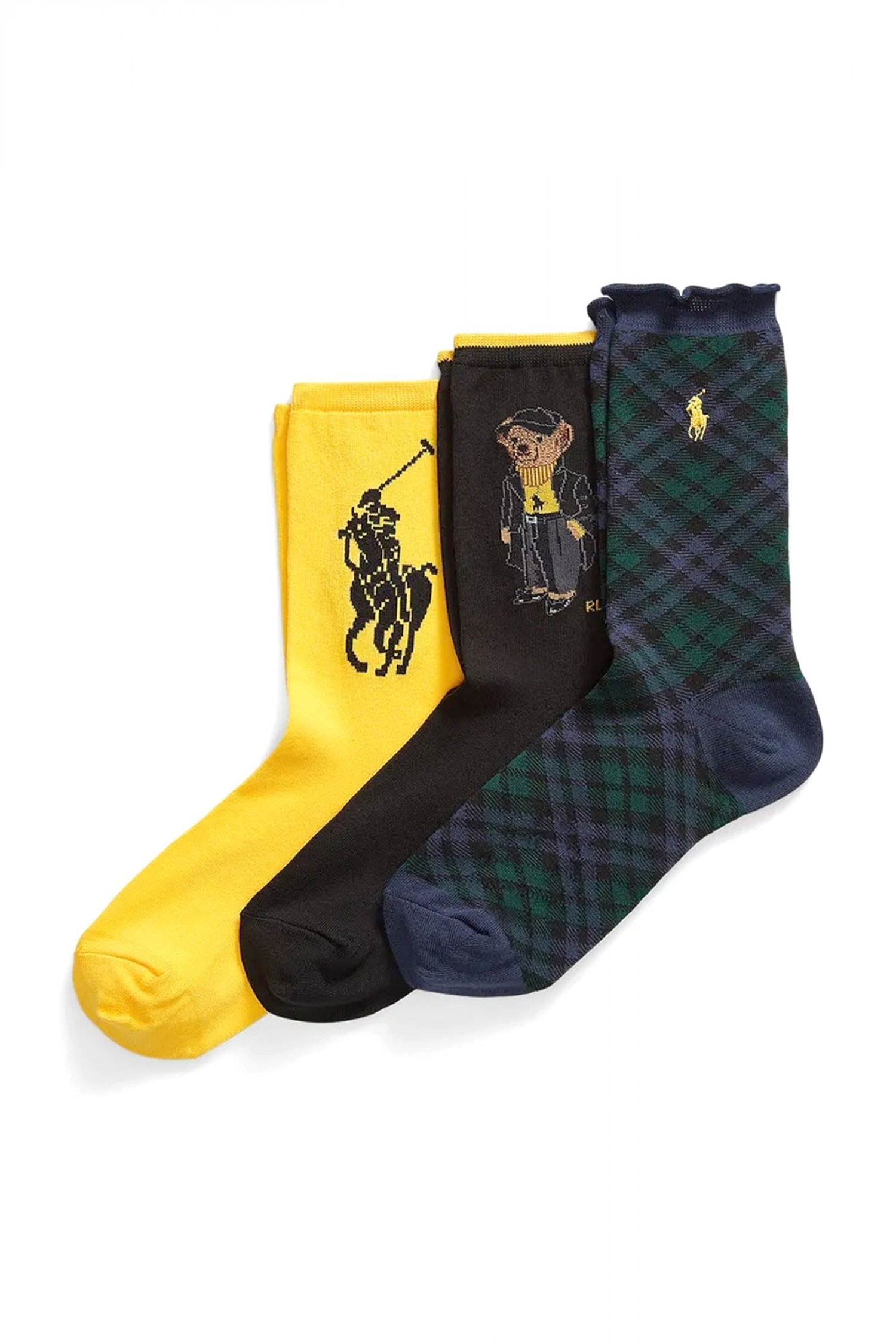 RALPH LAUREN RALPH LAUREN ΚΑΛΤΣΕΣ ΓΥΝΑΙΚΕΙΕΣ 3 PAIRS MULTI HERITAGE LOGO BEAR GIFT BOX ΚΙΤΡΙΝΟ-ΜΑΥΡΟ-ΜΠΛΕ ΠΡΑΣΙΝΟ