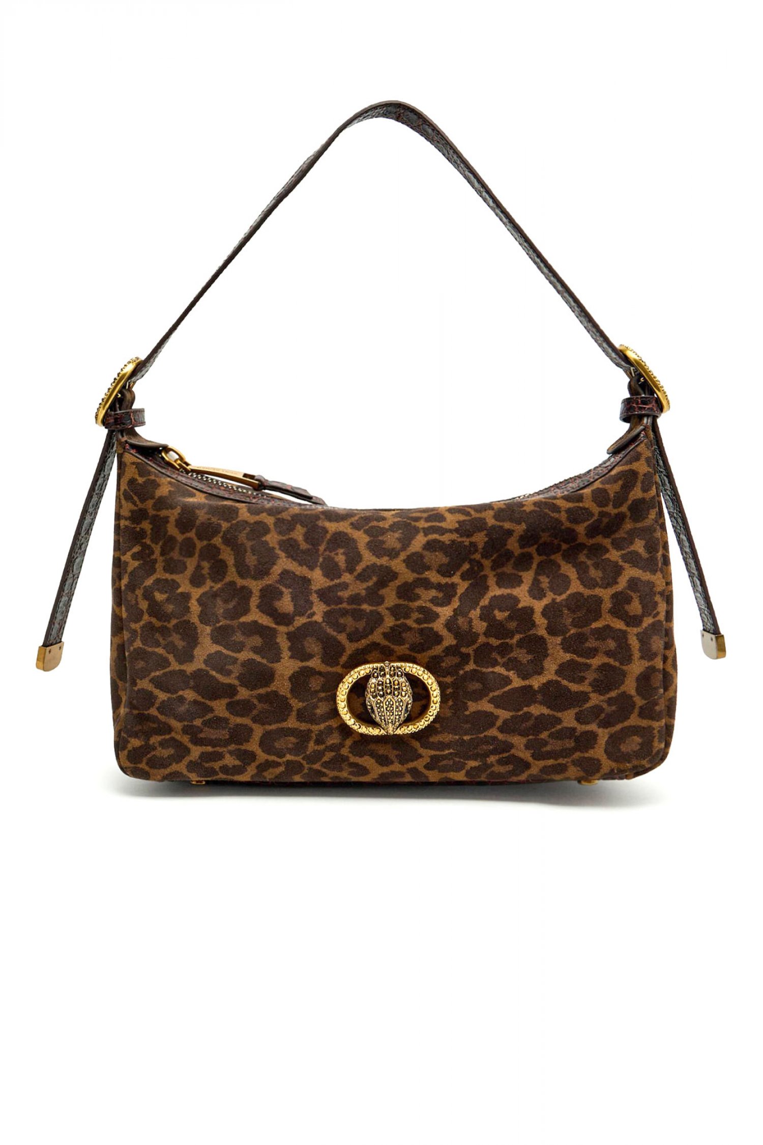 KURT GEIGER ΤΣΑΝΤΑ ΩΜΟΥ CHELSEA SOFT SHOULDER BAG ΛΕΟΠΑΡ LOGO ΚΑΦΕ ΣΚΟΥΡΟ