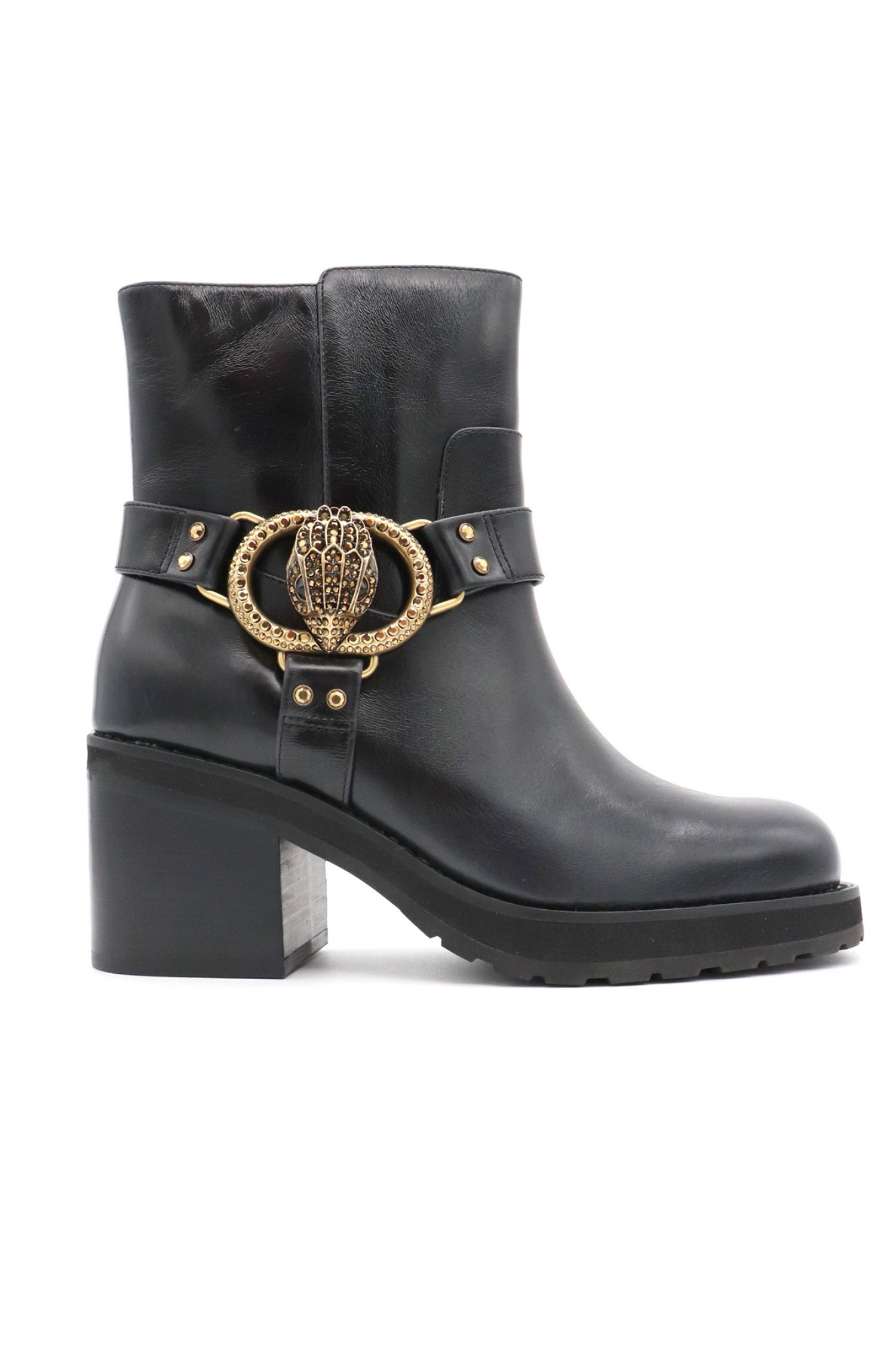 KURT GEIGER ΠΑΠΟΥΤΣΙΑ MΠΟΤΑΚΙΑ CHELSEA MID ANKLE BOOT ΦΕΡΜΟΥΑΡ ΛΟΥΡΑΚΙΑ LOGO ΜΑΥΡΟ