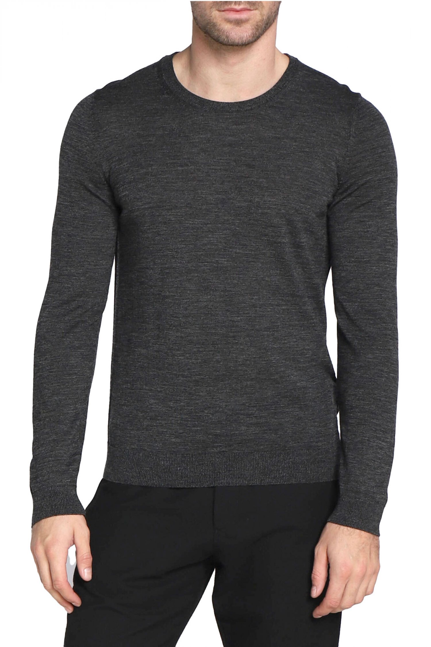 BOSS ΠΛΕΚΤΟ CREW NECK LENO-P ΑΝΘΡΑΚΙ