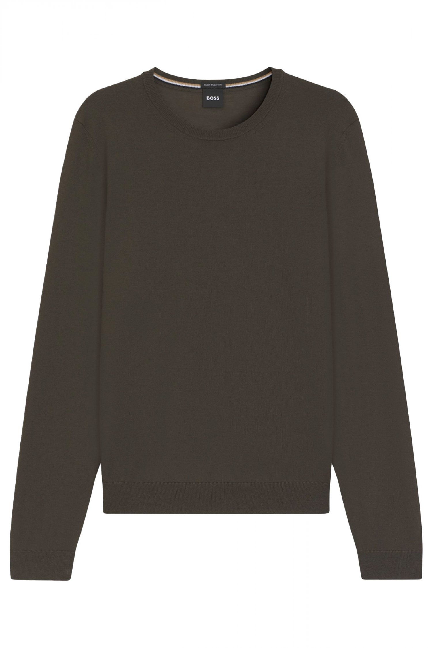 BOSS ΠΛΕΚΤΟ CREW NECK LENO-P ΚΑΦΕ