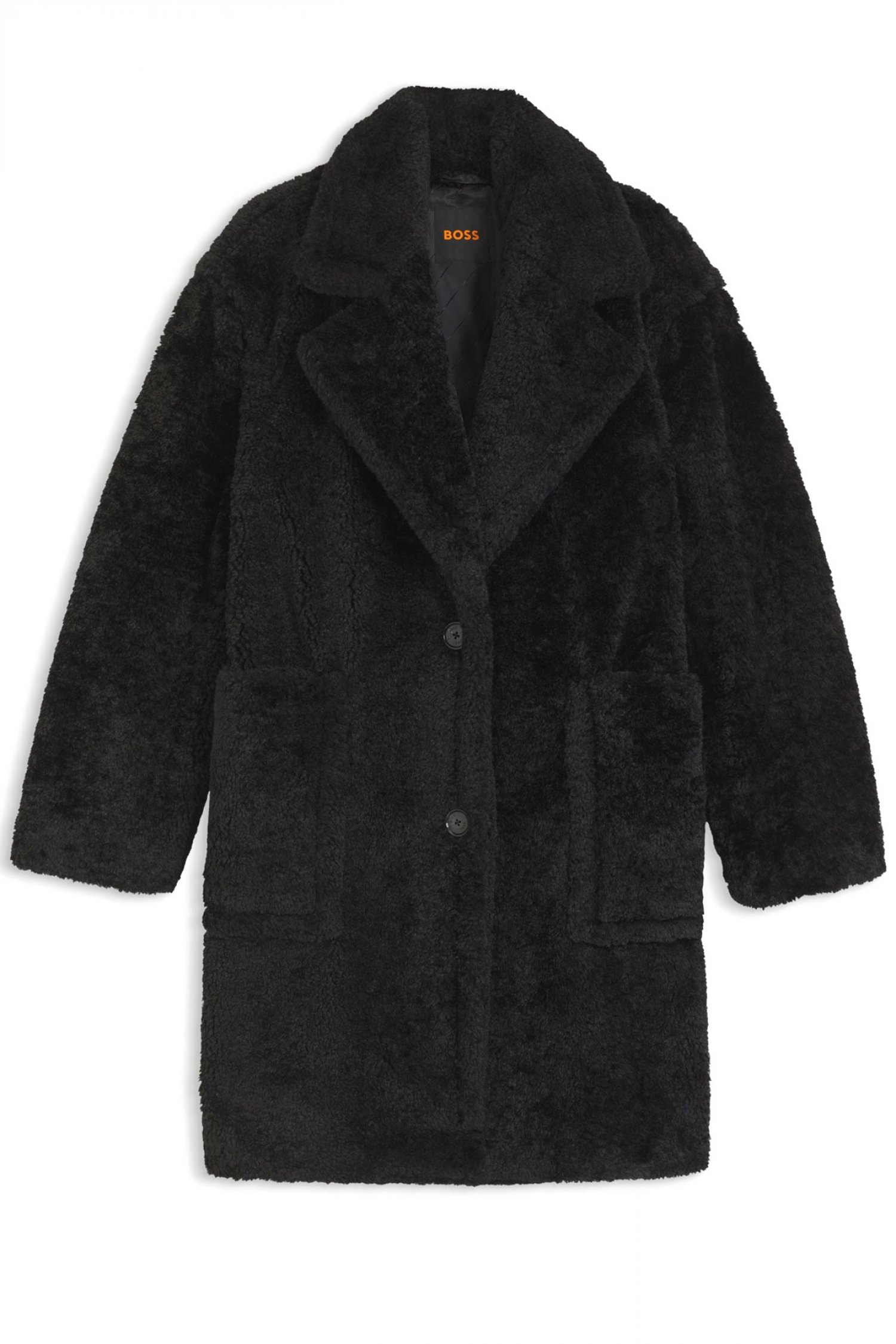 BOSS CASUAL ΓΟΥΝΑ C_CATEDY FAUX FUR ΤΣΕΠΕΣ ΜΑΥΡΟ