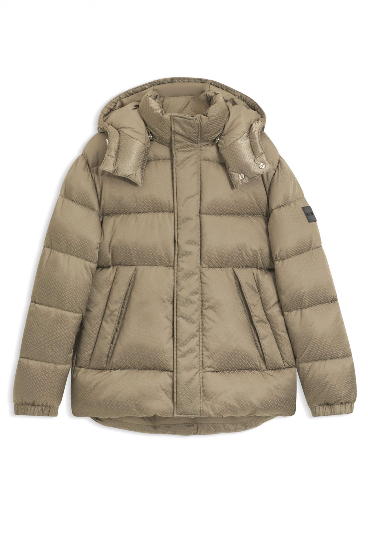 BOSS ΜΠΟΥΦΑΝ PUFFER ALL OVER LOGO ΑΠΟΣΠΩΜΕΝΗ KΟΥΚΟΥΛΑ H-COMBINIAN5 ΜΠΕΖ