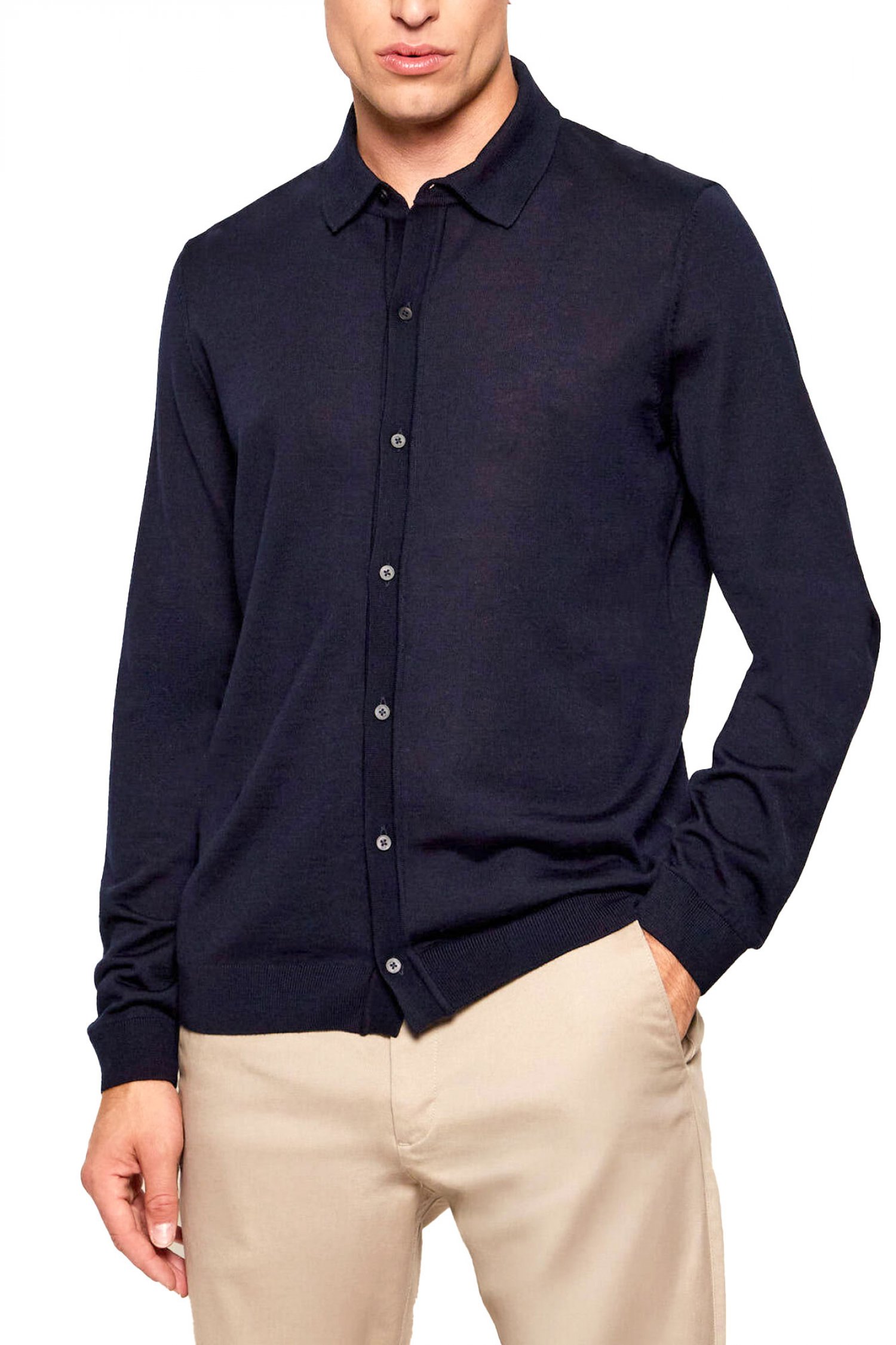 BOSS ΠΛΕΚΤΟ FULL BUTTON HELBERT ΜΠΛΕ