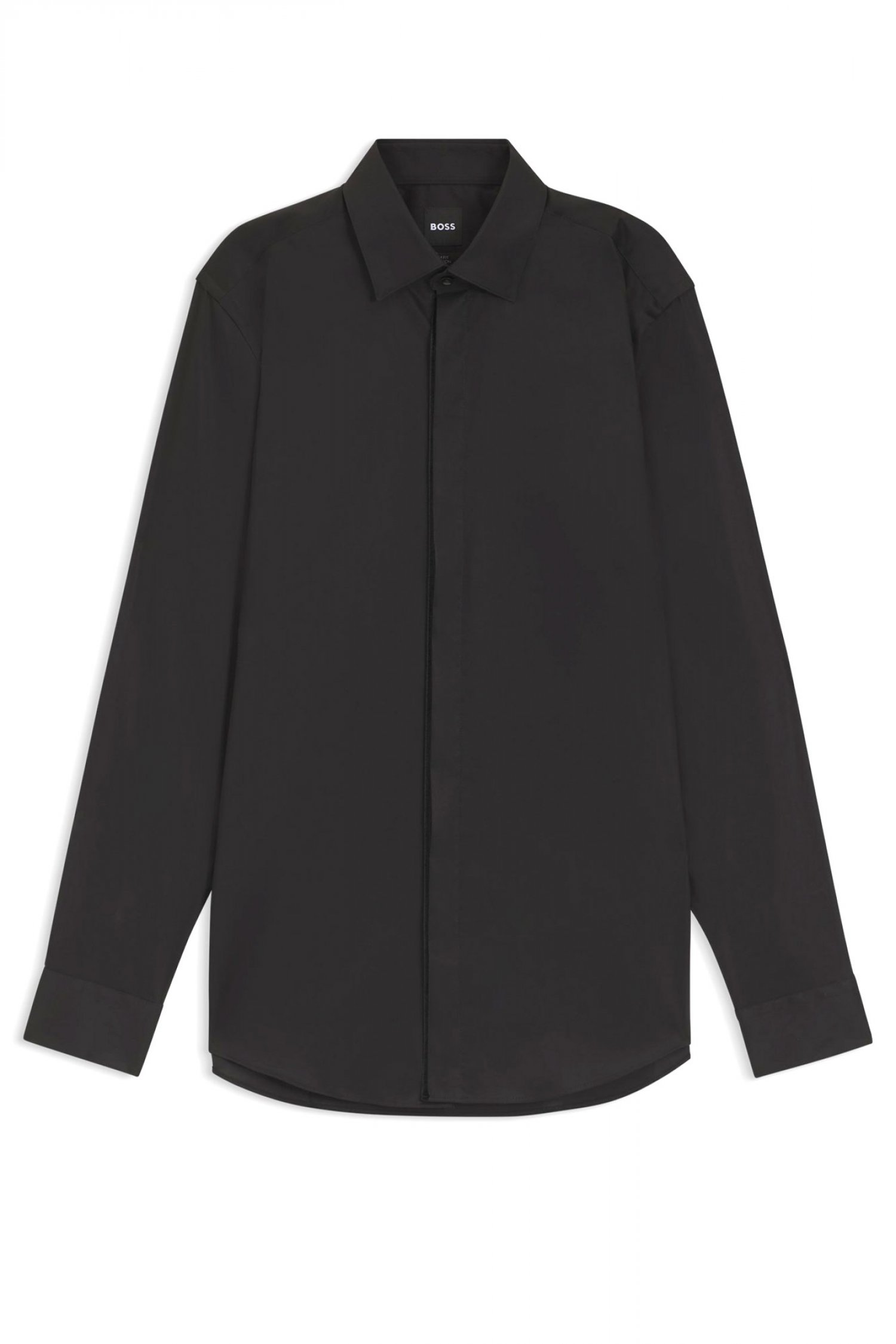 BOSS ΠOYΚΑΜΙΣΟ SLIM FIT EASY IRON H-HANK-PARTY6-254 ΜΑΥΡΟ