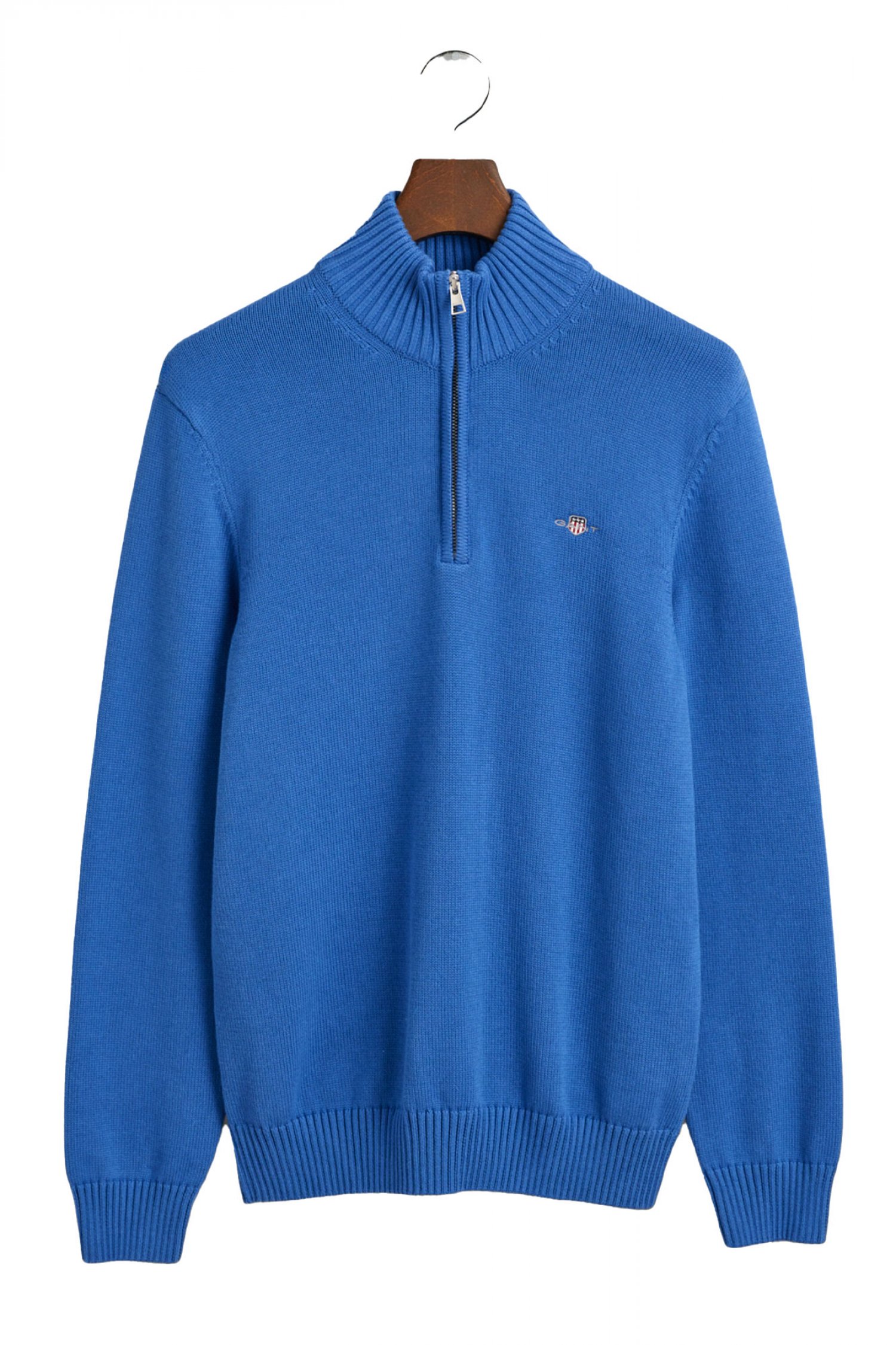 GANT ΠΛΕΚΤΟ CASUAL COTTON HALF ZIP ΜΠΛΕ ΡΟΥΑ