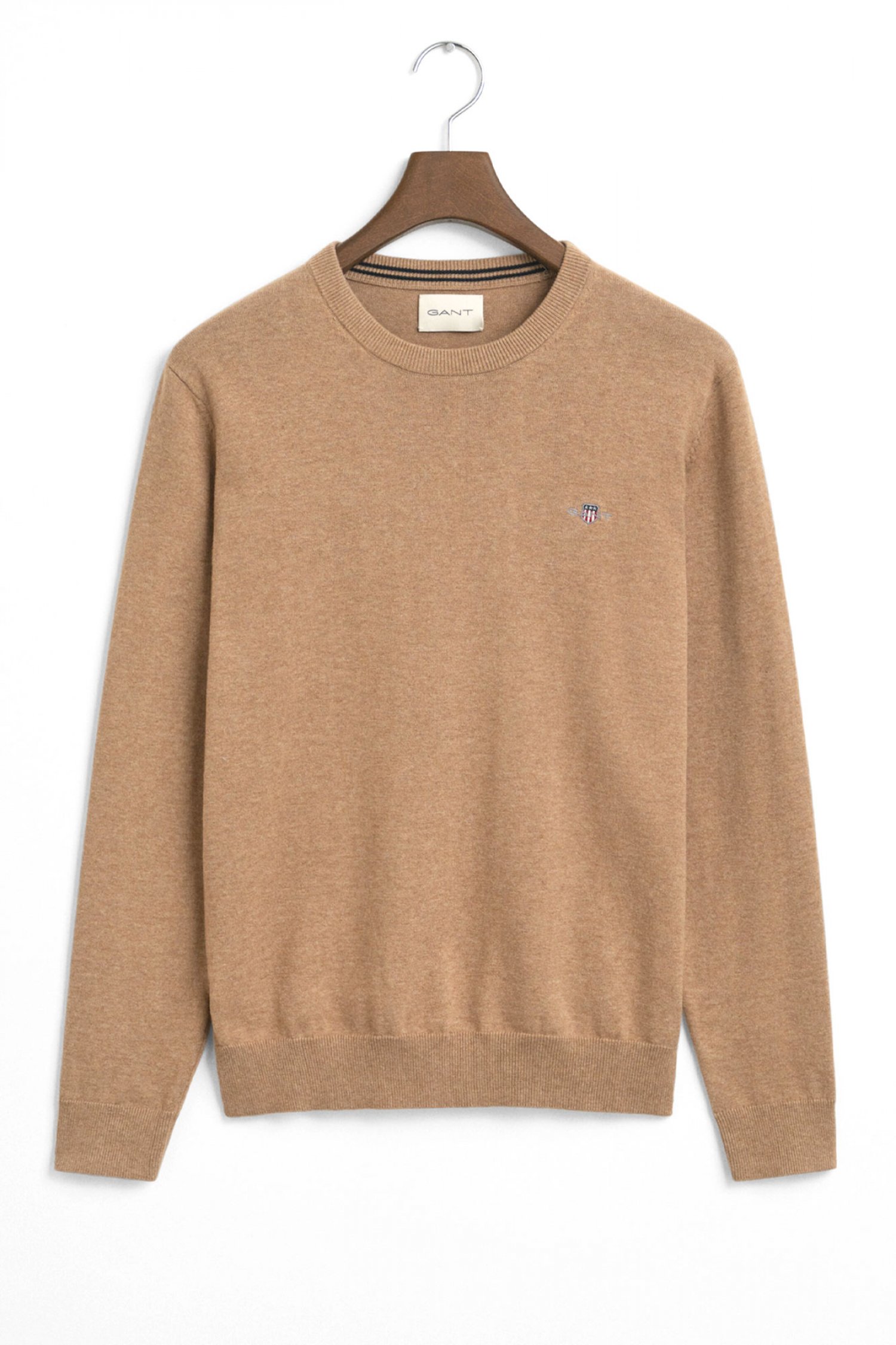 GANT ΠΛΕΚΤΟ CLASSIC COTTON C-NECK ΚΑΜΕΛ