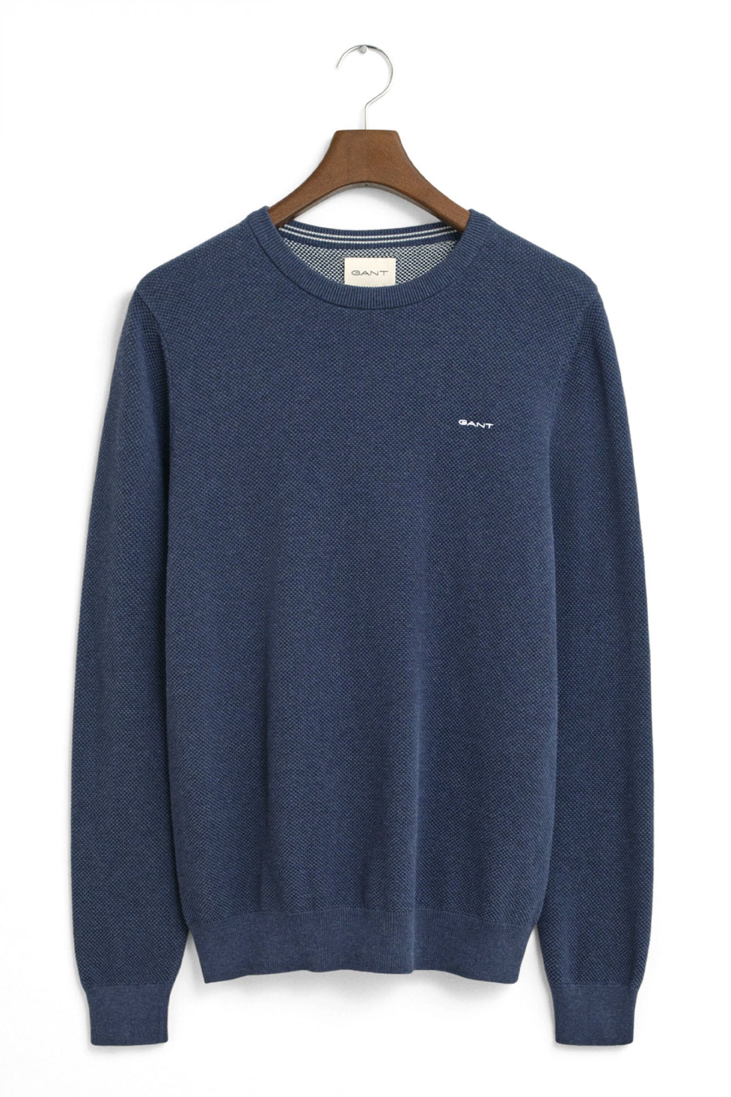 GANT ΠΛΕΚΤΟ PIQUE COTTON C-NECK ΜΠΛΕ