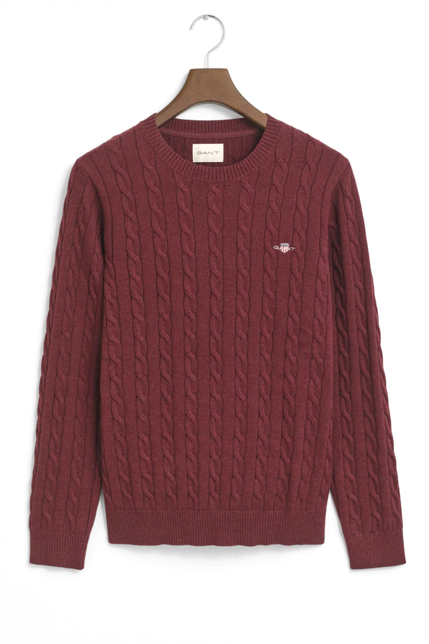 GANT ΠΛΕΚΤΟ COTTON CABLE C-NECK ΜΠΟΡΝΤΩ