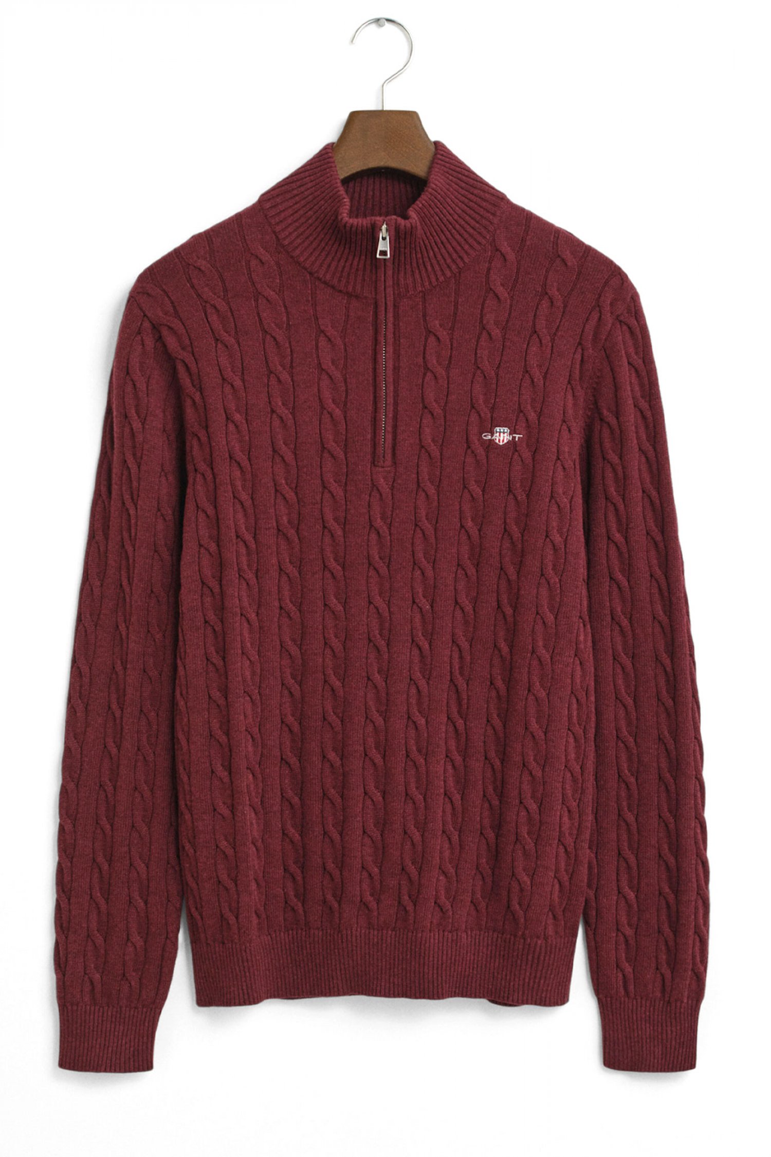 GANT ΠΛΕΚΤΟ HALF ZIP COTTON CABLE ΜΠΟΡΝΤΩ