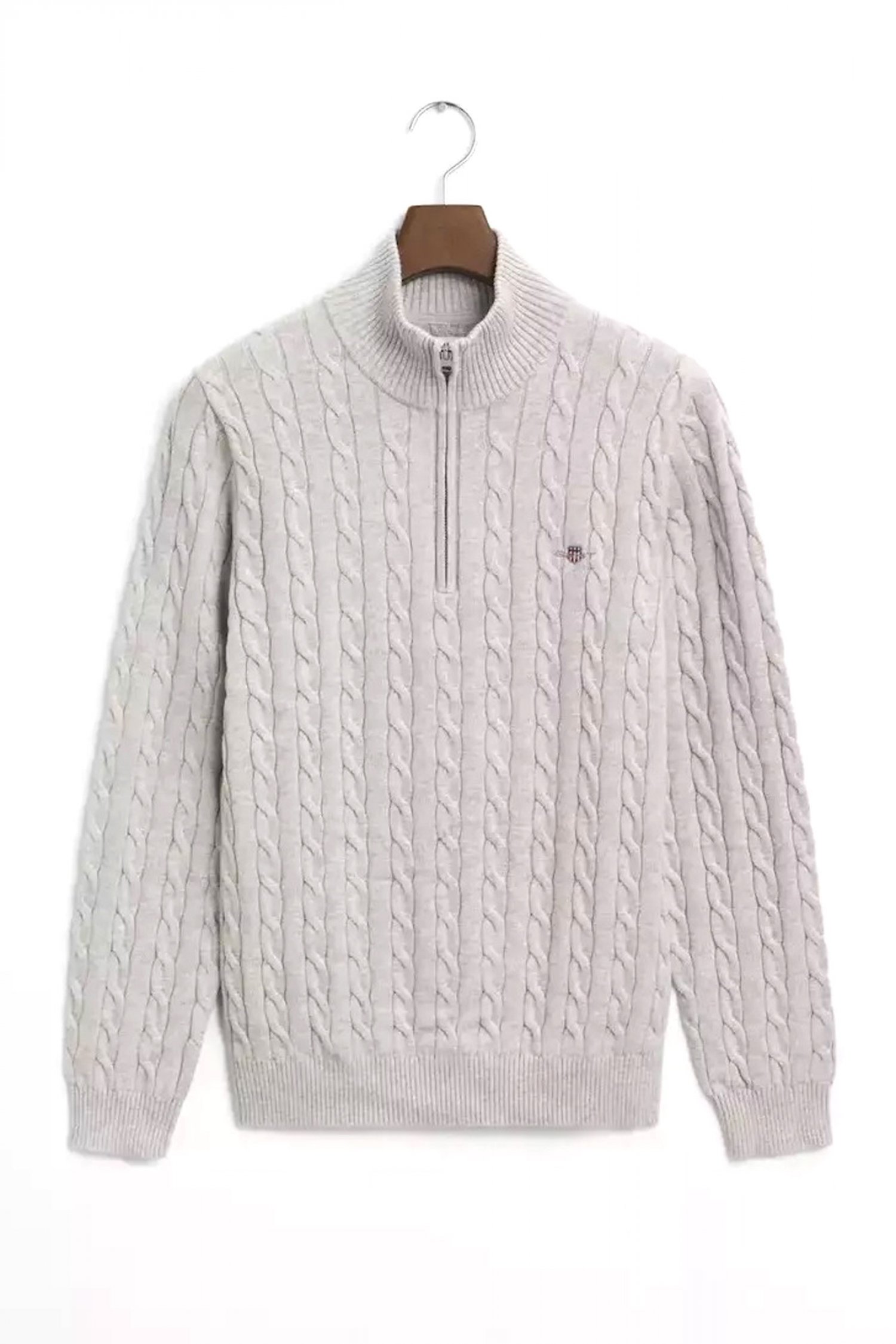 GANT ΠΛΕΚΤΟ HALF ZIP COTTON CABLE ΓΚΡΙ