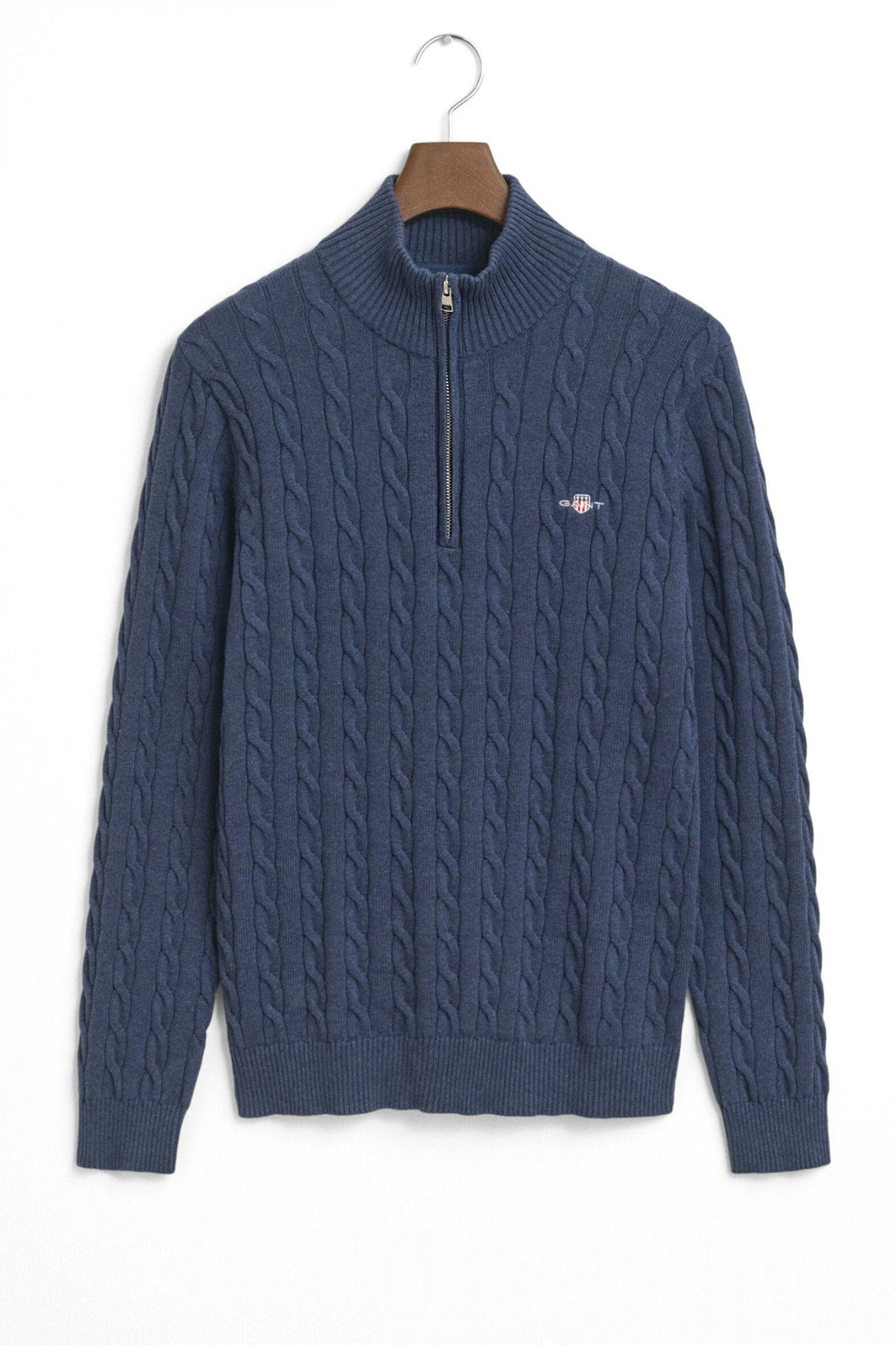 GANT ΠΛΕΚΤΟ HALF ZIP COTTON CABLE ΜΠΛΕ ΡΑΦ